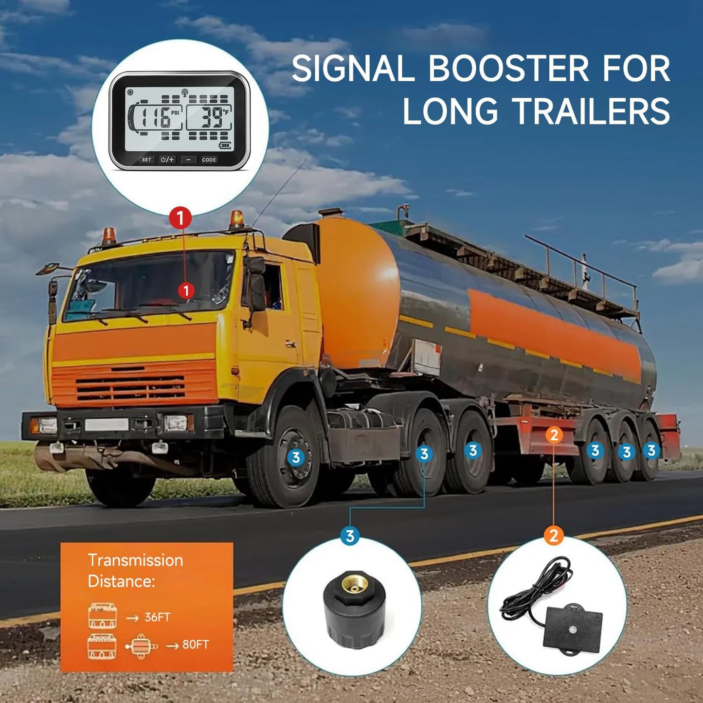 MIRAIDON 4.3" Trailer Tire Pressure Monitoring System with 10 Sensors, RV TPMS with 5 Alert Modes, Solar Power Wireless TPMS, 80ft Sensing Distance Tire Pressure Monitor for Trailers, Heavy Trucks