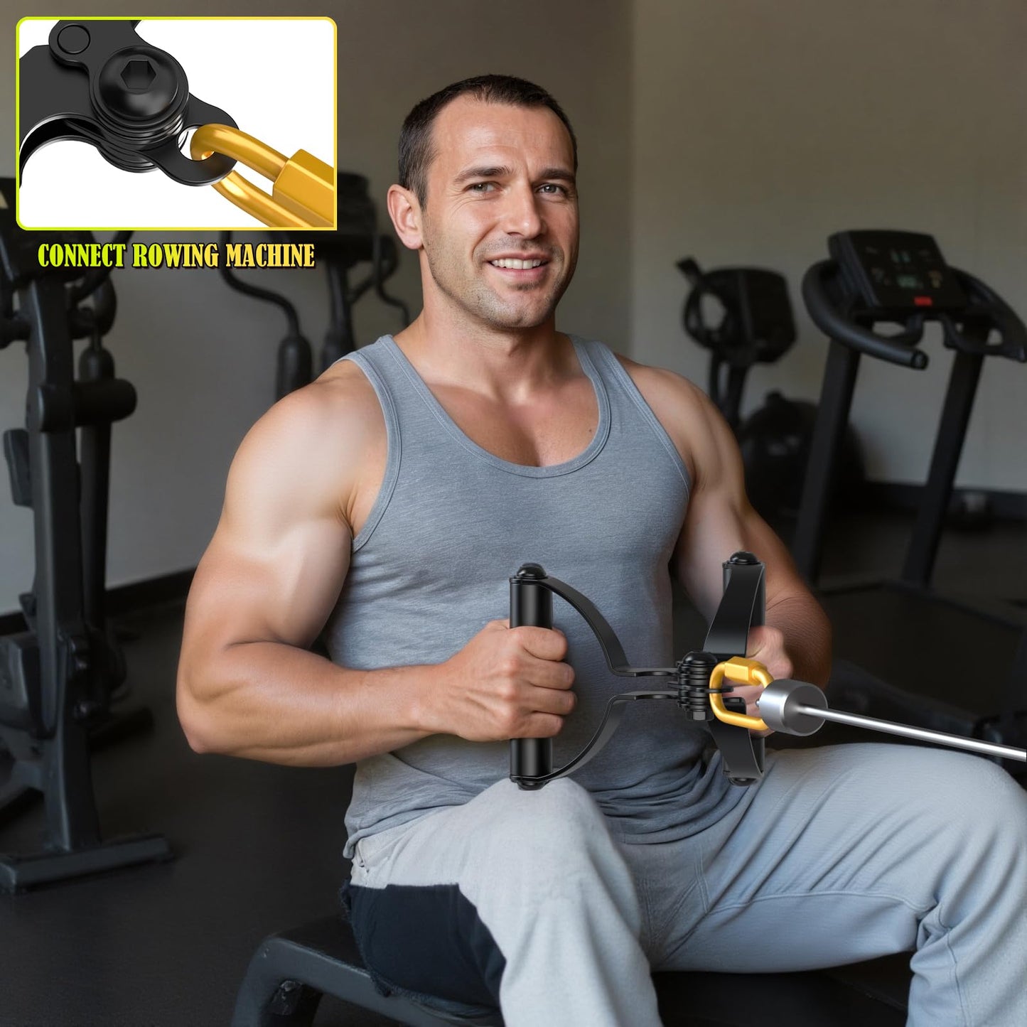 V Bar Landmine Attachment - T Bar Row Handle for Olympic Barbell, Multi-Grip V-Handle with Non-Slip Rubber Grip for Landmine Exercises, Seated Rows, Face Pulls, Strength Training (Fits 1" & 2"" Bars)"