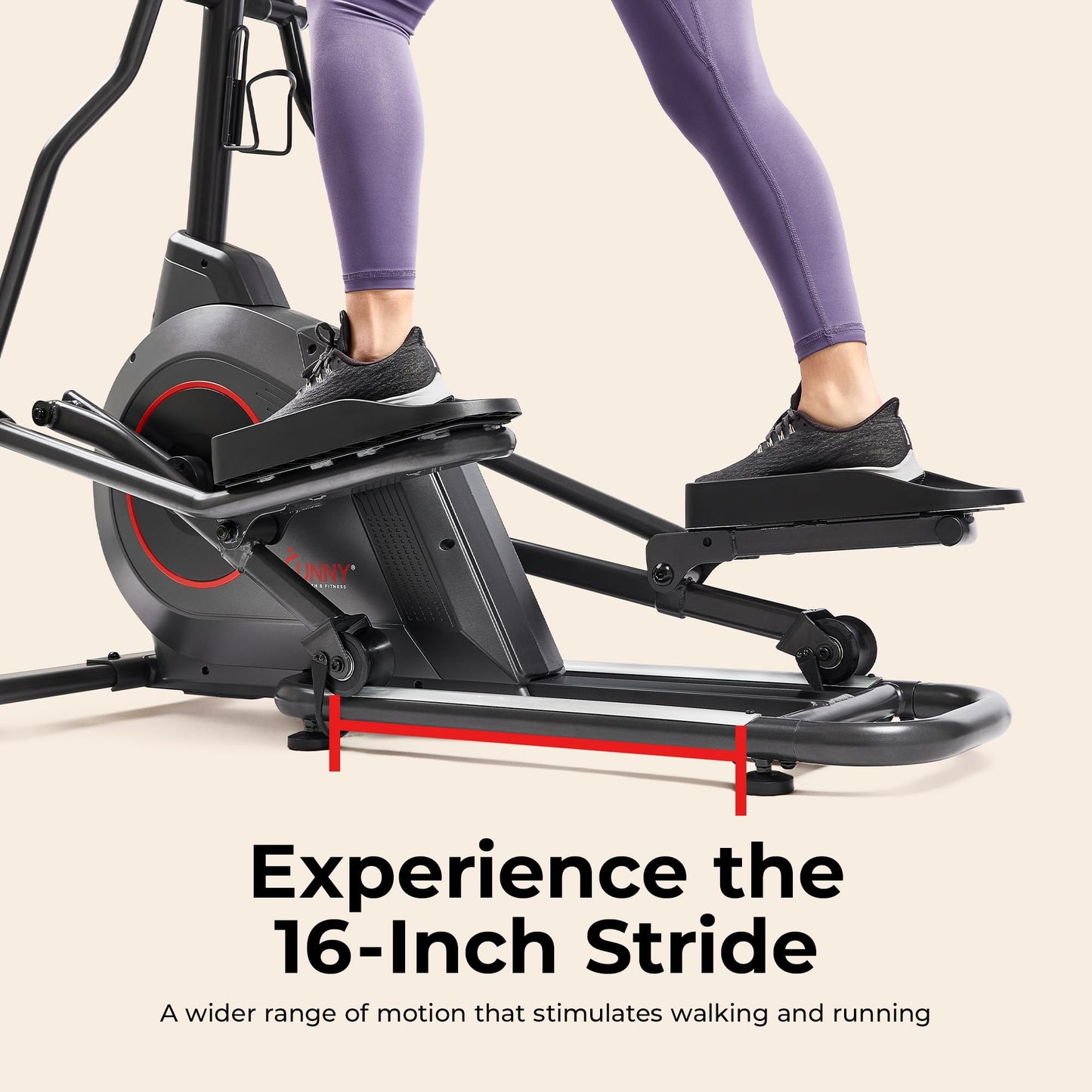 Sunny Health & Fitness Upright Elliptical Exercise Machine with Pulse Sensor for Full Body Cross Training Exercise Cardio Machine for Home, Optional Long Stride via Bluetooth and SunnyFit App Access