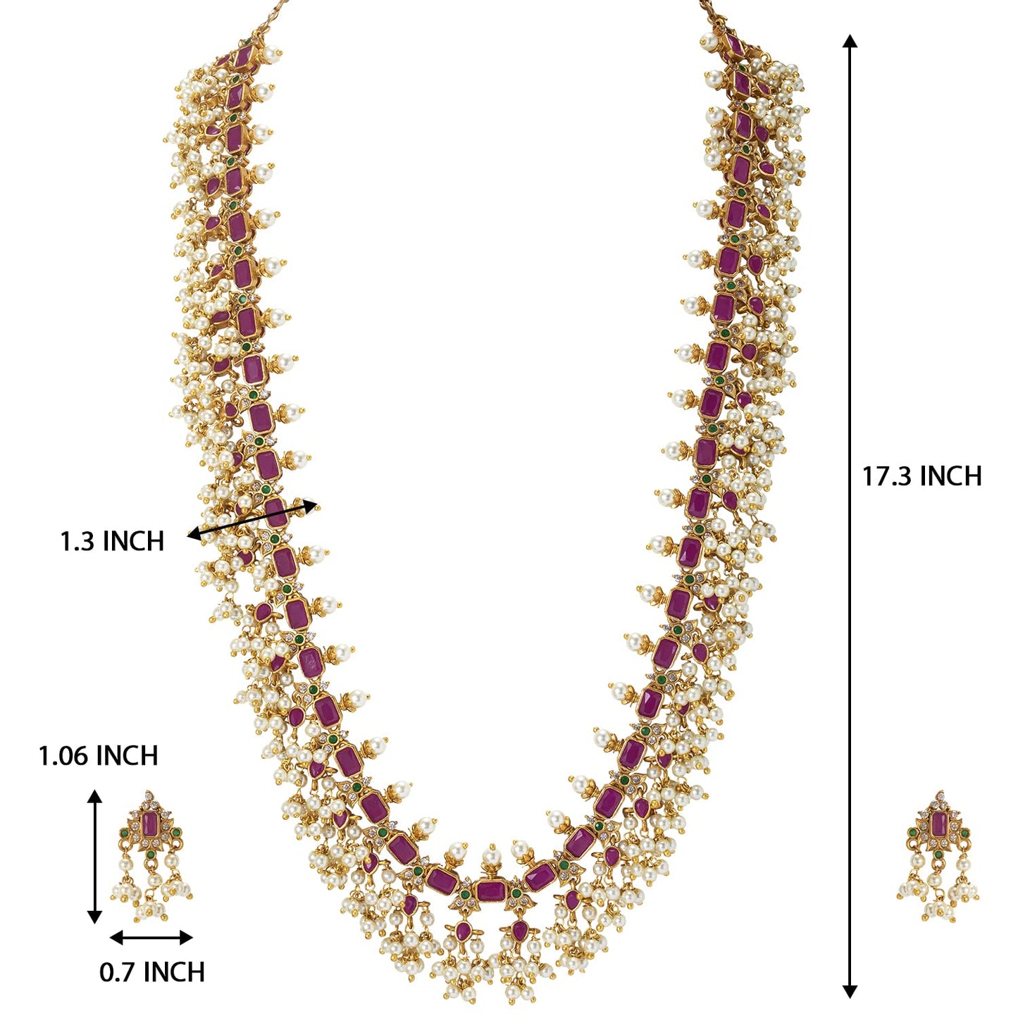 Aheli Bollywood Traditional Gold Tone Long Necklace Earrings Bharatanatyam jewellery Set Gift for Women Wedding Ethnic Fashion Wear