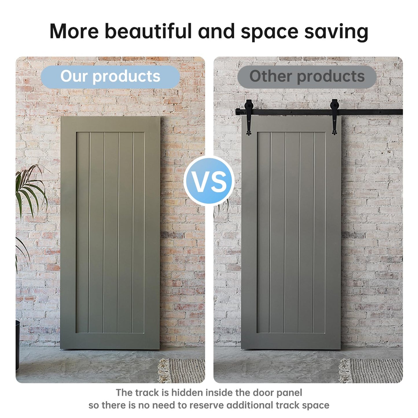 30-59 Inch New Heavy Duty Hidden Sliding Barn Door Hardware and Track, Floating Wall Mounted Invisible Sliding Door Track, Soft Close, Quiet, Easy Install (Can Installed on Doors up to 59 Inch)