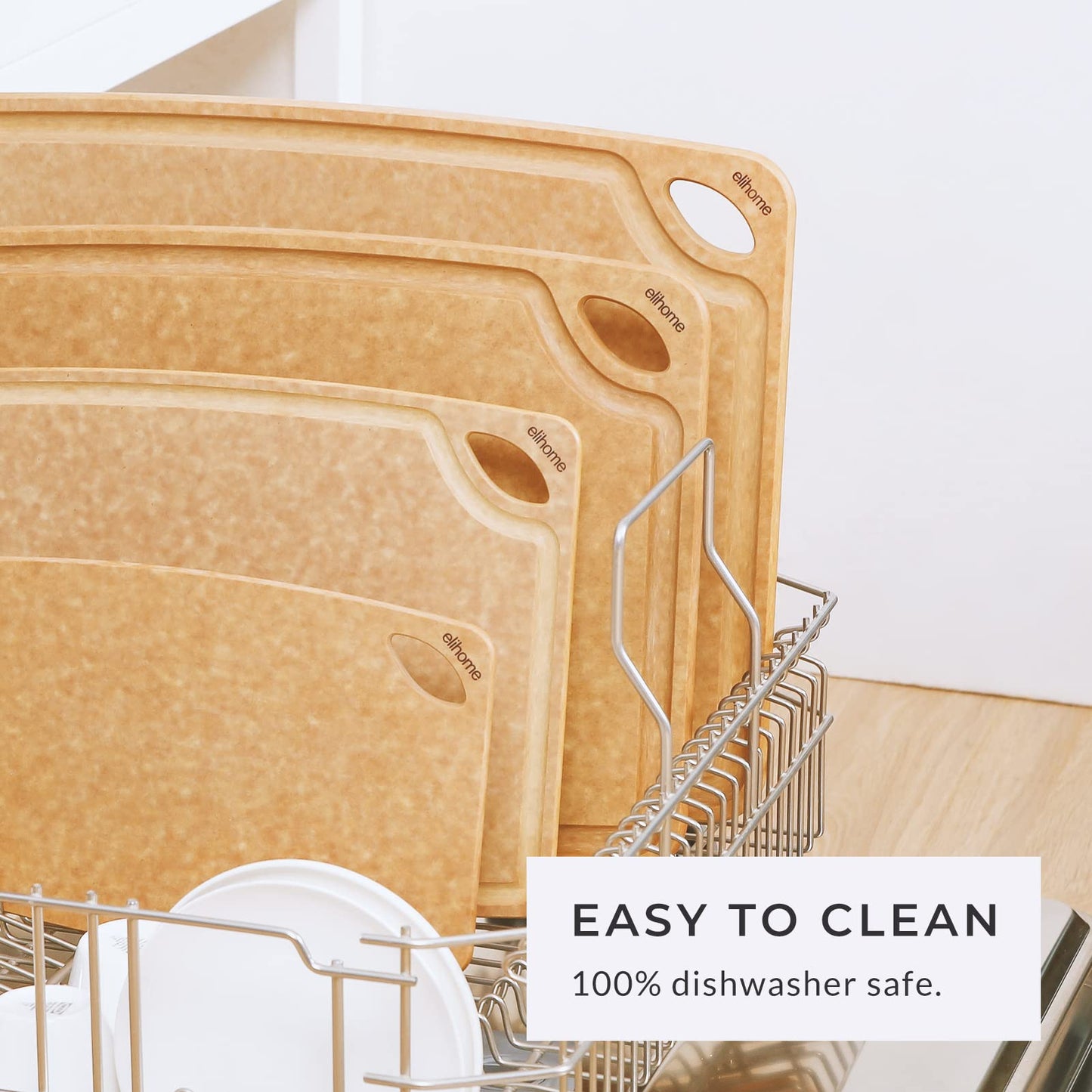 Elihome 4-piece Premium Dishwasher Safe Cutting Board Set with 5-piece Premium Stainless Colorful handle Steel Knife Set
