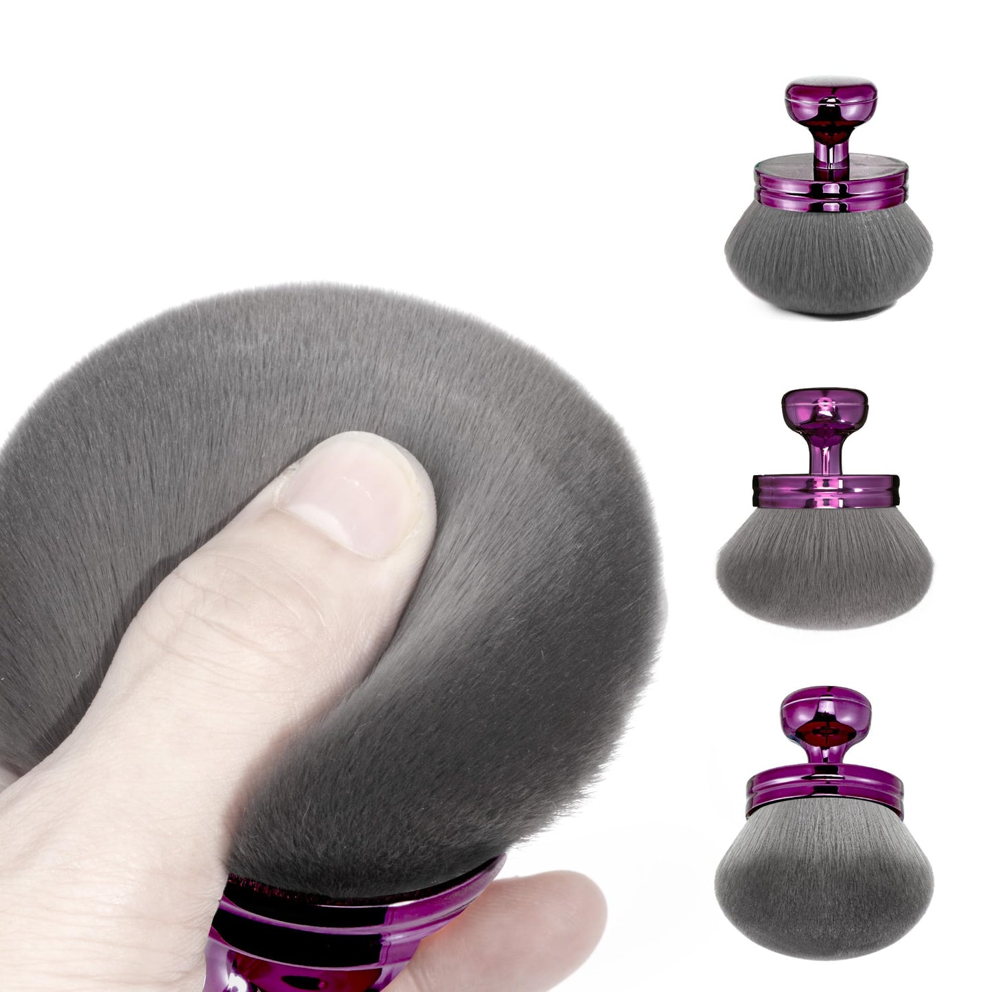 Blend & Blur Extra Large Body Makeup Brush for Self Tanner,Leg Makeup & Bronzer Self Tan Applicator, 3.2inch Wide Round Head Kabuki Brush For Application with Drawstring Bag (Purple2)