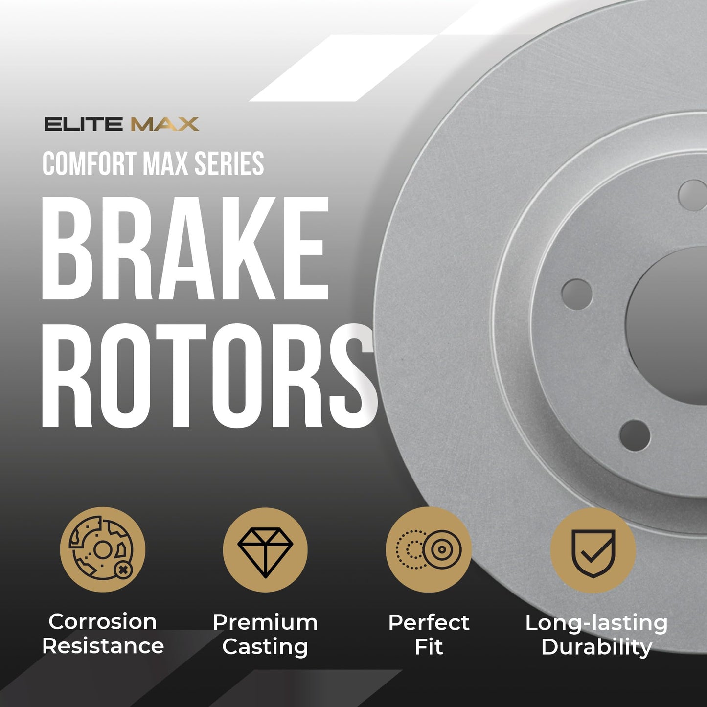 MAX Advanced Brakes - Front Brake Kit For 2013-2021 Honda Civic, 2003-2017 Honda Accord| Carbon Ceramic Brake and Rotor Kit| Daily Driving Geomet Coated OE Brake Rotors