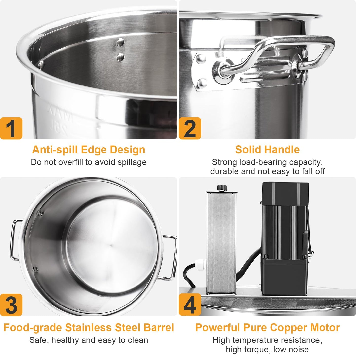 Helivivfy Automatic Food Mixer - 25L Commercial Food Mixer,4 Blade Stirring Scraper,for Making Jam, Sauce, Filling, Hot Pot Seasoning Bottom Soup Sauce Stirre Frying Machine (25L)