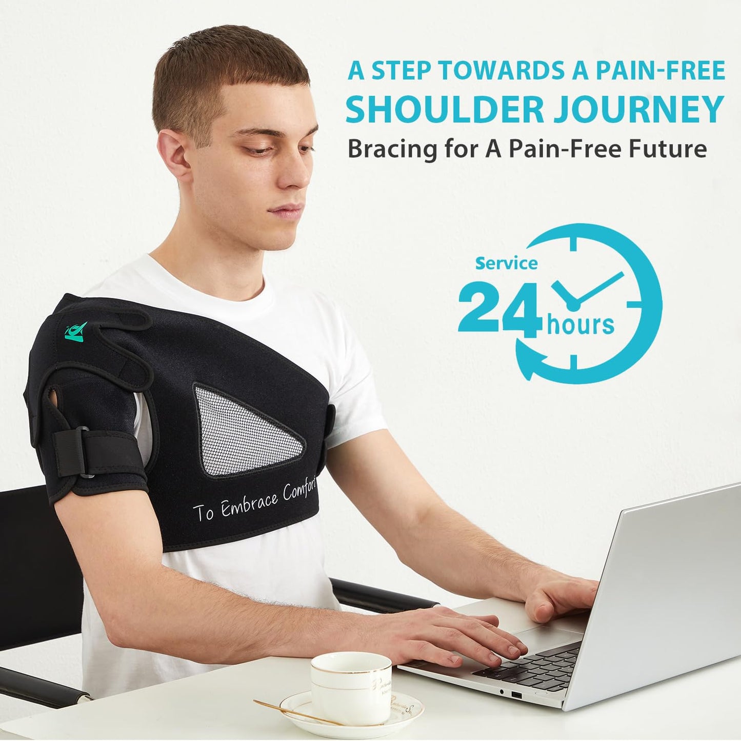 KD Shoulder Support Brace: Shoulder Stability Brace for Torn Rotator Cuff, AC Joint Pain Relief, Dislocation, Tendonitis, Arthritis - Shoulder Braces for Men/Women with X-Strap Support System