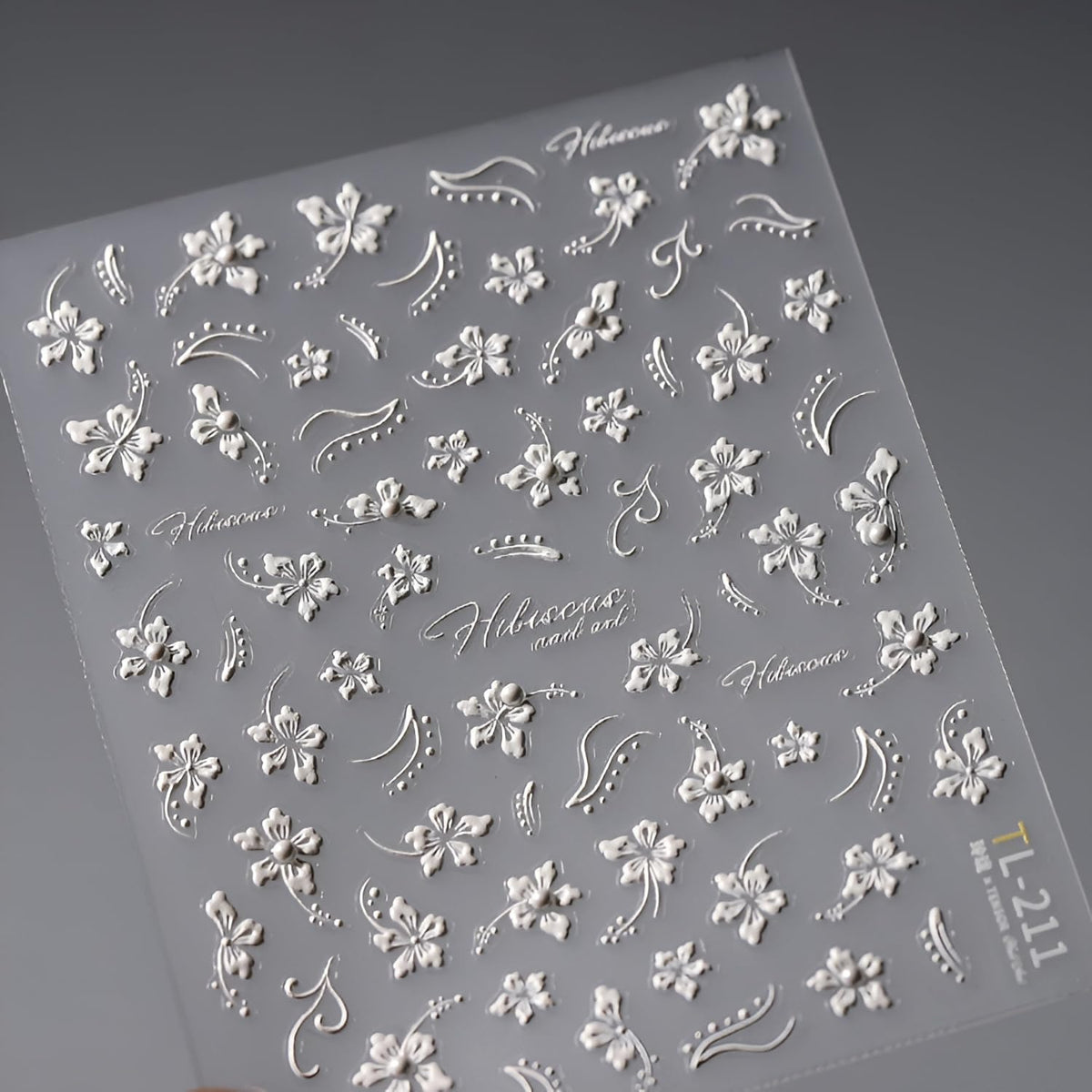 5D Embossed Nail Stickers for Nail Art Self Adhesive Spring Summer Nail Art Stickers White Flower Nail Decals Aurora Bow Star Nail Design for Women Girls