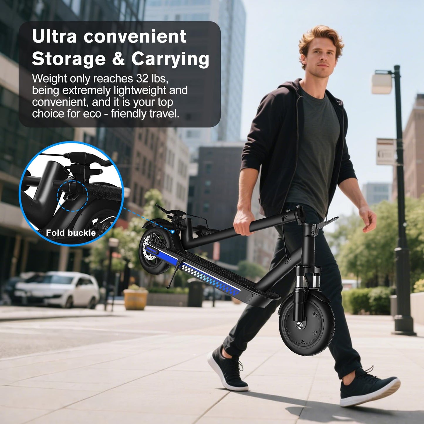 Electric Scooter Adult 350W/500W Motor, Top Speed 19/22 mph, Max 18/22 Miles Ranges, Foldable E Scooters for Adults with Cruise Control APP Control Double Braking for Commuting