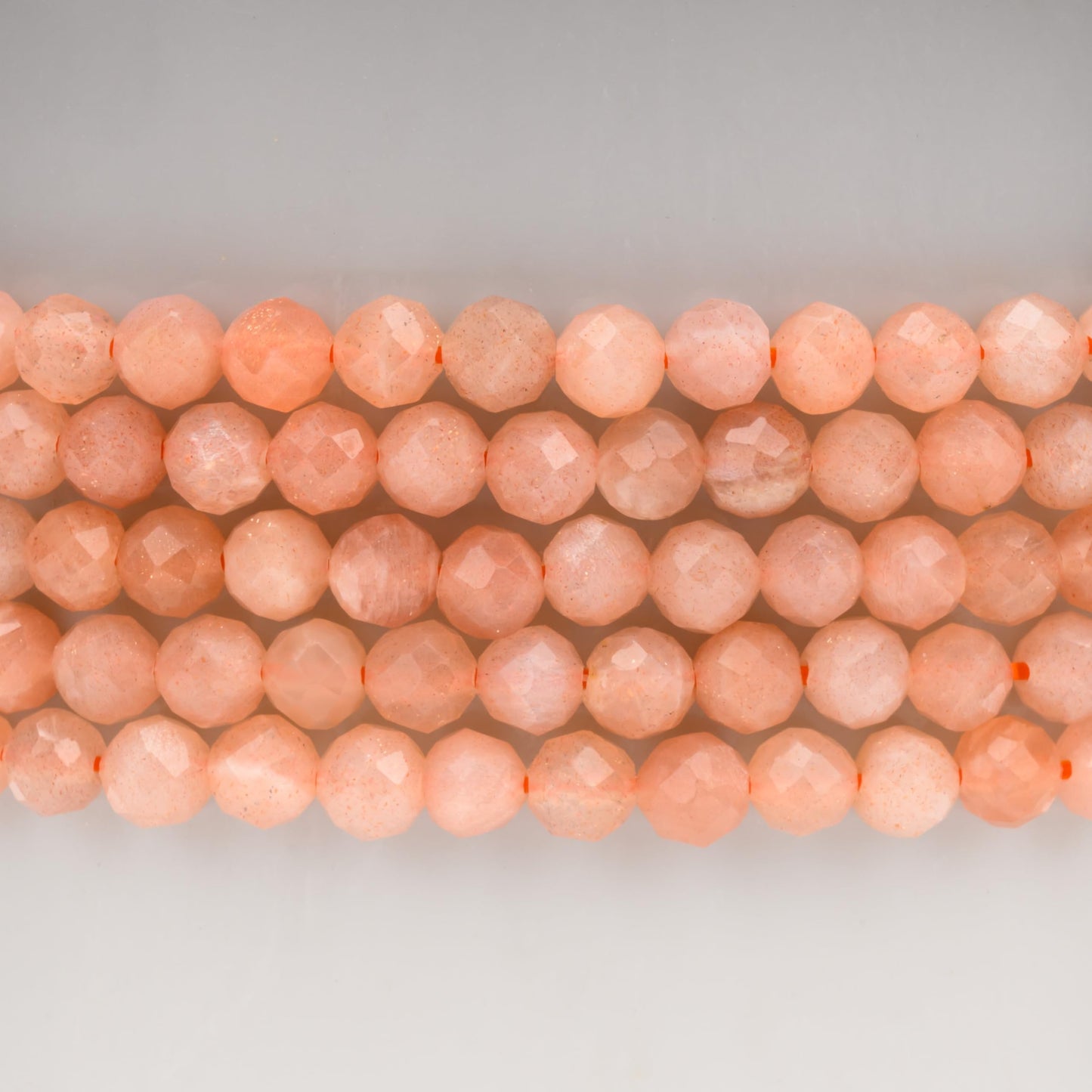 Angelstones Natural Red Sunstone Gemstone Small Beaded Stretch Bracelet, 4mm Faceted Round Beads, Crystal Healing Bracelet for Women
