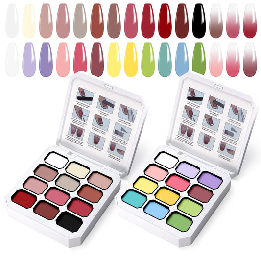 U-Shinein 24 Colors Gradient Nail Gel Palette Set, Hema ＆ TPO Free Bright Nude Almond Black White Ombre Gel Nail for Pigment Painting Pat Nails Gel Kit, Perfect with Salon Pro DIY Home Nail Art