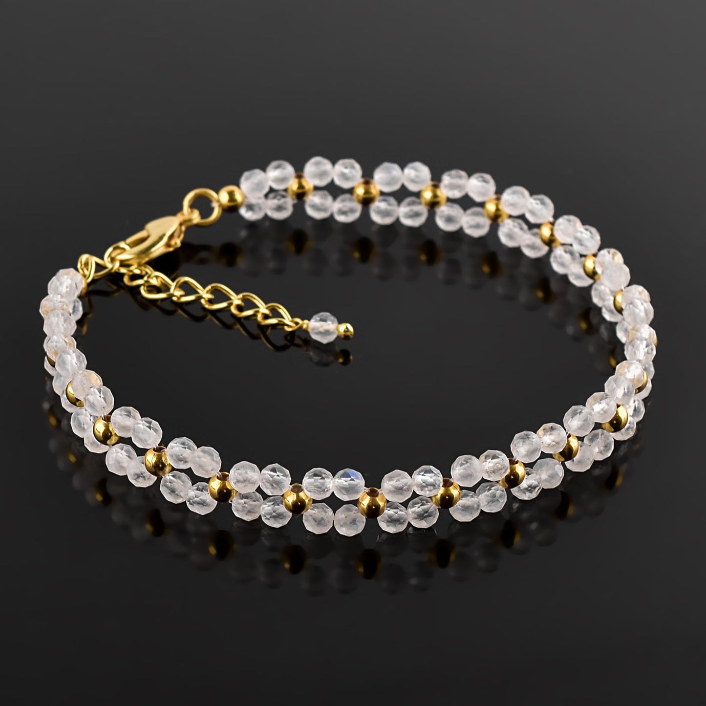InfinityGemsArt Moonstone Bracelets for Women – June Birthstone White Gemstone, Handmade 14K Gold Plated Adjustable Chain, Dainty Chakra Jewelry, Gift for Her - Mom Jewelry