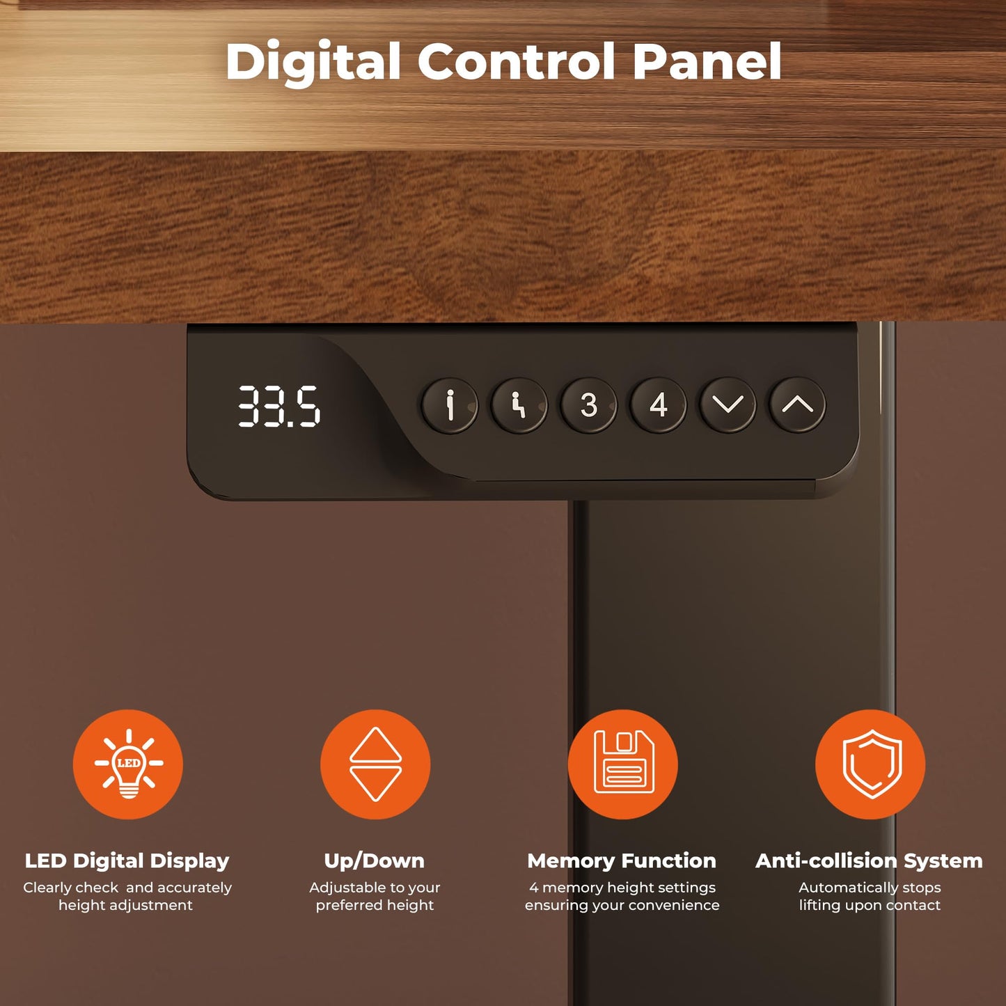 FitStand Dual Motor Standing Desk, Large Stand Up Desks, 79x31 Inches Electric Sit Stand Desks, 4 Memory Preset Adjustable Height Computer Table for Home Office with Splice Board (Brown)