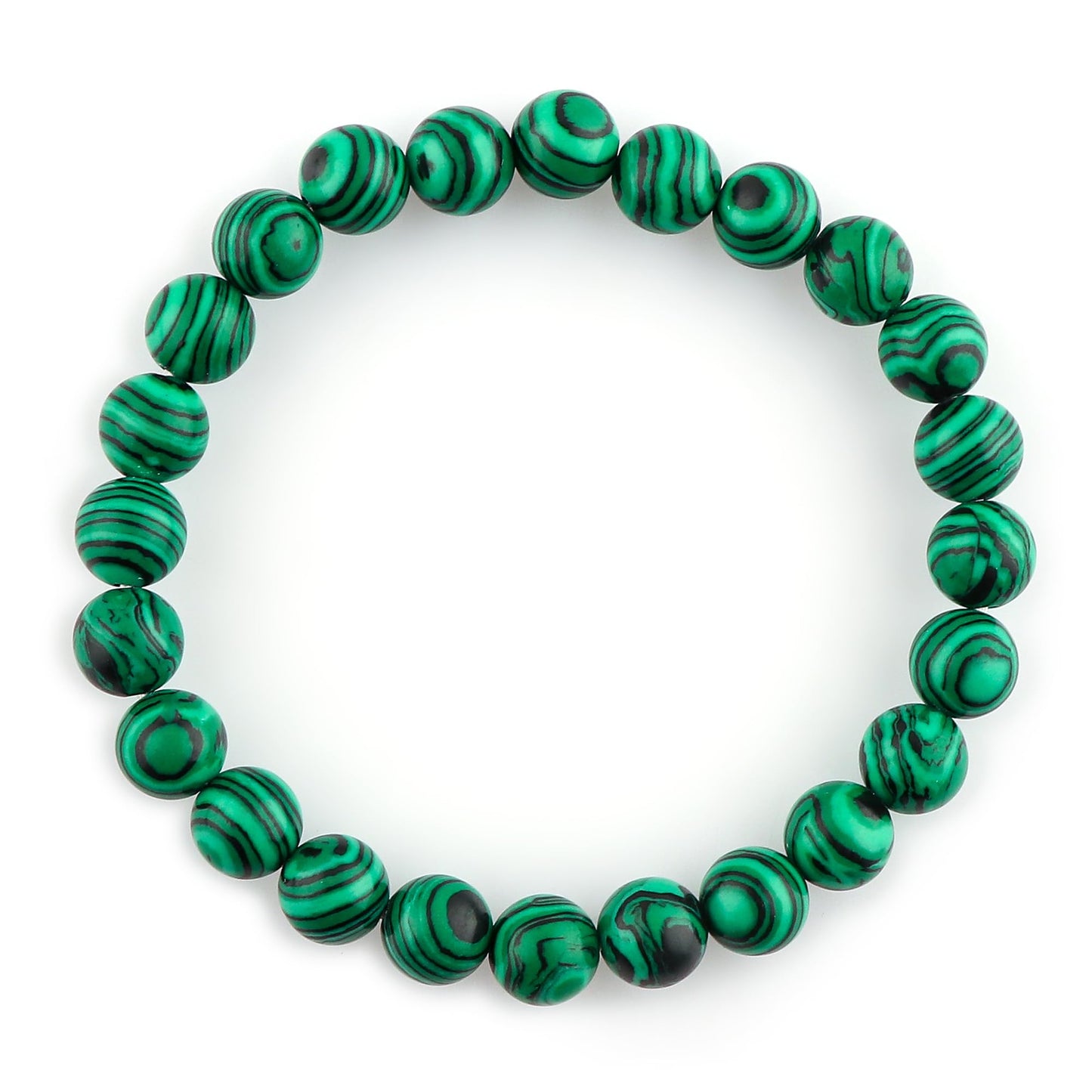 CRYSTALINES Genuine Malachite Gemstone Beaded Stretchable Bracelet for Men Women, Handmade Boho Jewelry, Chakra - Healing - Yoga - Spiritual - Protection, Birthstone, Unisex Stretch Bracelet