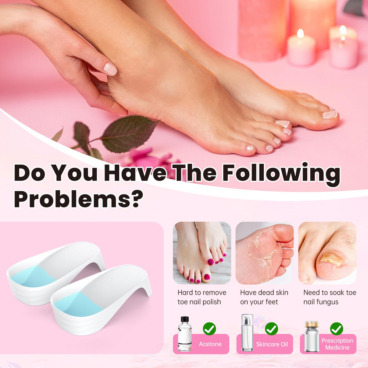 Yokilly Toe Nail Soaking Bowl: Large Size Acetone Proof Toe Soaking Tray for DIY enthusiasts Home Use - Shoe Design Foot Soaking Bath Tub for Soak Off Dip Powder Gel Polish Remover (White)