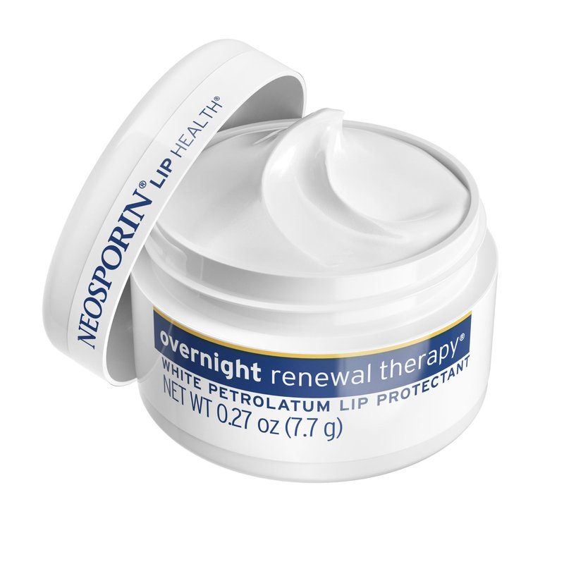 Neosporin Lip Health Overnight Renewal Therapy White Petrolatum Protectant and Moisturizer to Nourish & Repair Dryness, Helps Relieve, Prevent, Hydrate, & Protect, 0.27 oz, 2 Pack
