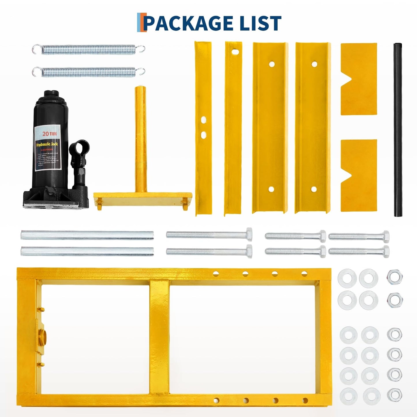 20 Ton Hydraulic Shop Press, Heavy Duty H-Frame Floor Bearing Press with Steel Plates & Adjustable Bed, for Garage Bending, Bearing, U-Joint, Metalworking (Yellow)