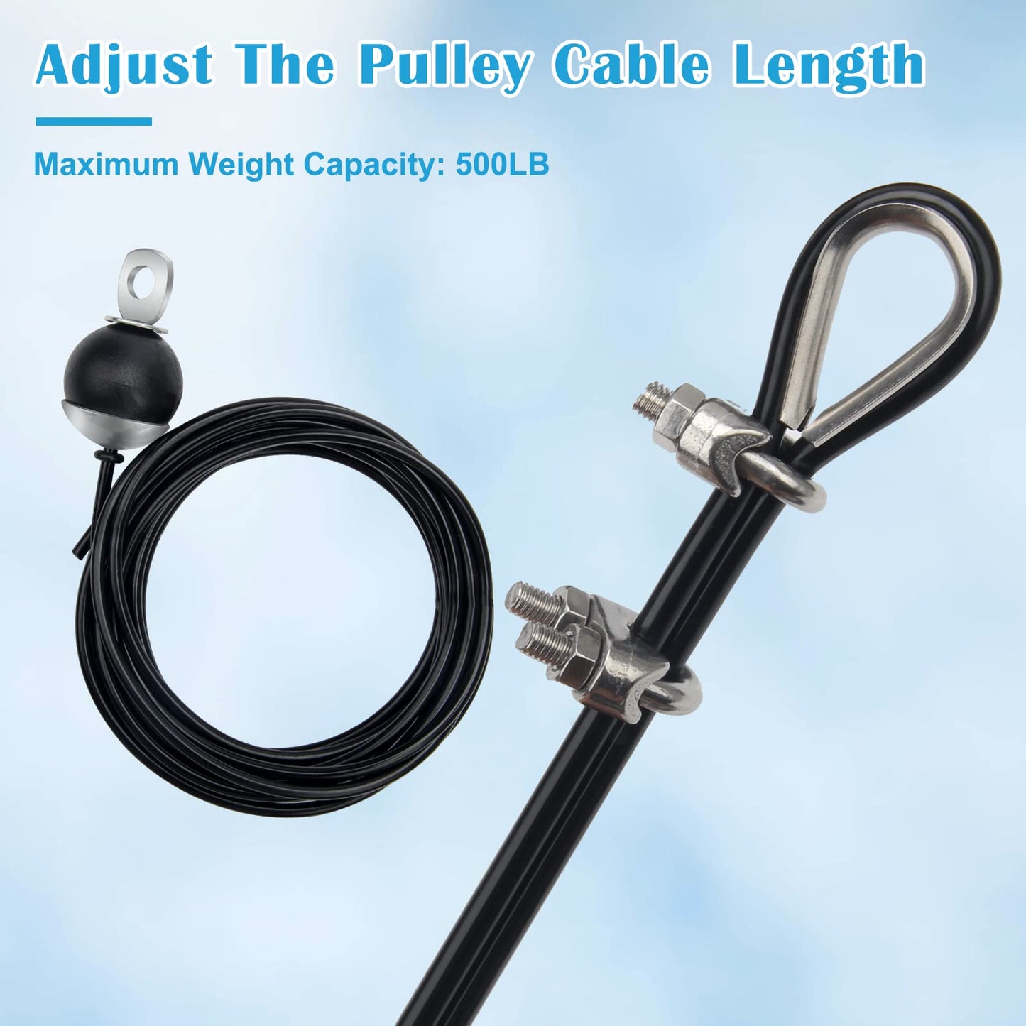 Anglekai 17Pcs Cable Attachments for Gym, Solid Rope Attachment for 5mm Fitness Pulley Machine Gym Equipment for Home Gym Cable Replacement Parts Rope (17)