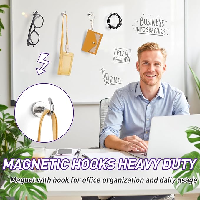 200 Pack Magnetic Hooks for 2026 Cruise Cabins Beach Vacation 30lbs+ Heavy Duty Magnet with Hook Metal Magnetic Hooks for Kitchen Fridge Grills Hanging Magnet Hooks for Classroom Locker Whiteboard