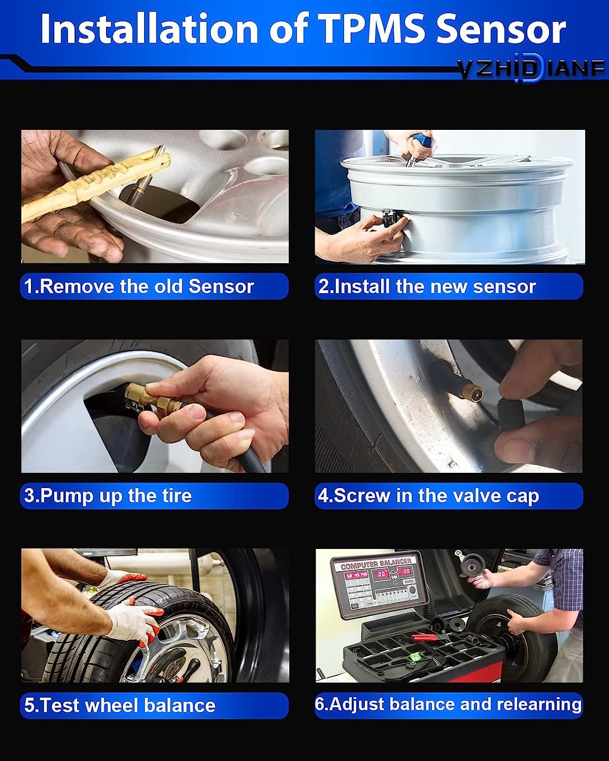 YZHIDIANF Pre-Programed TPMS Sensor for:-Chevy Traverse 2016 2017 2018 2019 2020 2021 2022 Impala 2017 2018 Camaro Malibu for:-Buick for:-GMC for:-Cadillac, Tire Pressure Sensors 13598773 433MHZ(4)