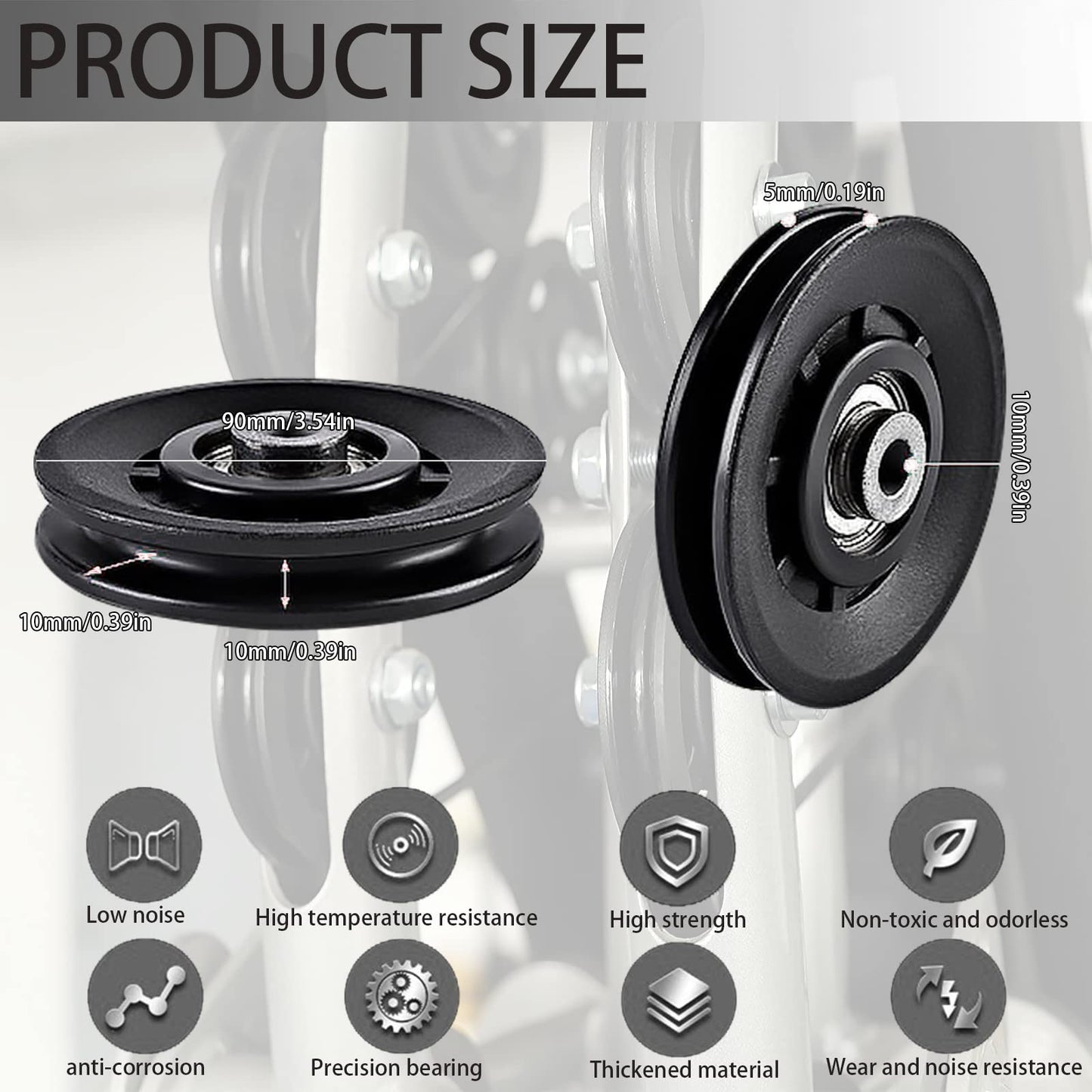 Tempsnow 8Pcs 3.5" Nylon Bearing Pulley Wheel Replacement for Gym Equipment Part Cable Machine Universal Wear-Proof Nylon Pulley System Gym Attachments"