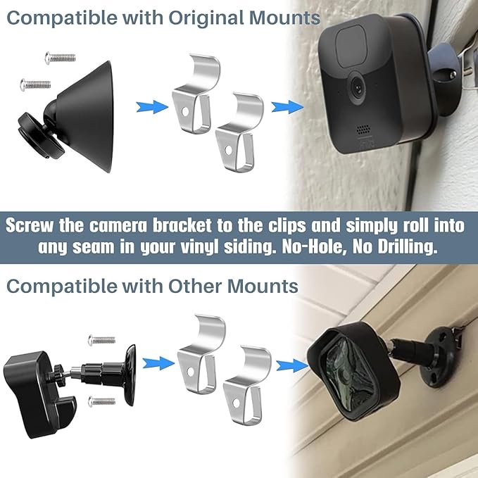Antimbee Vinyl Siding Clips - 10 Pack Hangers, Upgrade No-Hole Outdoor Camera Mount for Blink, Arlo, Ring - No Damage, No Drilling, Weatherproof 304 Stainless Steel Home Siding Hooks