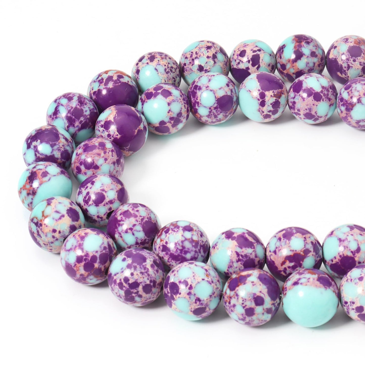 Siomia 45pcs 8mm Natural Purple Sea Sediment Jasper Gemstone Beads Energy Healing Crystal Round Loose Stone Beads for Jewelry Making, DIY Bracelets Necklaces