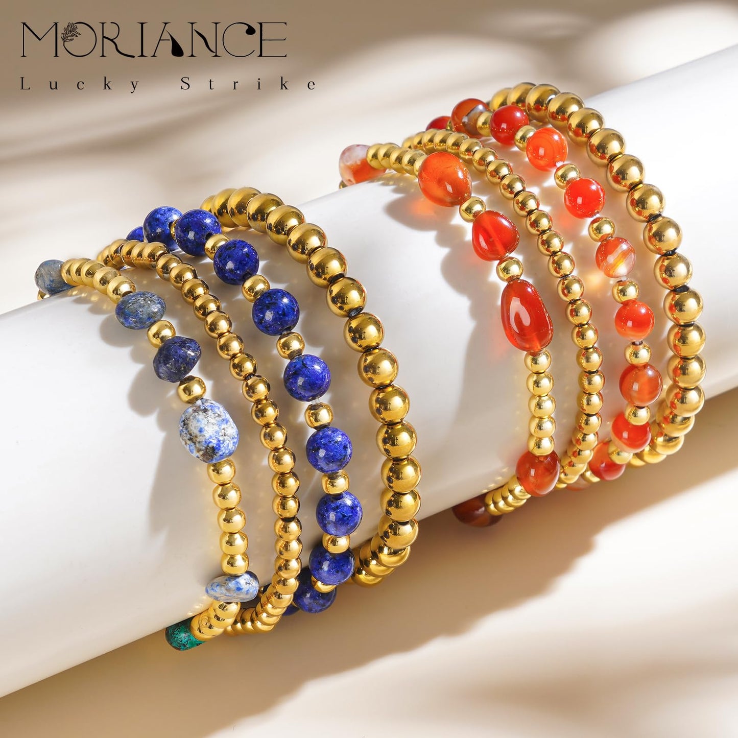 MORIANCE Aventurine Bracelet for Women Aventurine Crystal Jewelry Gold Bracelets for Women Stack Gold Bead Bracelets Green Beaded Crystal Gemstone Bracelet