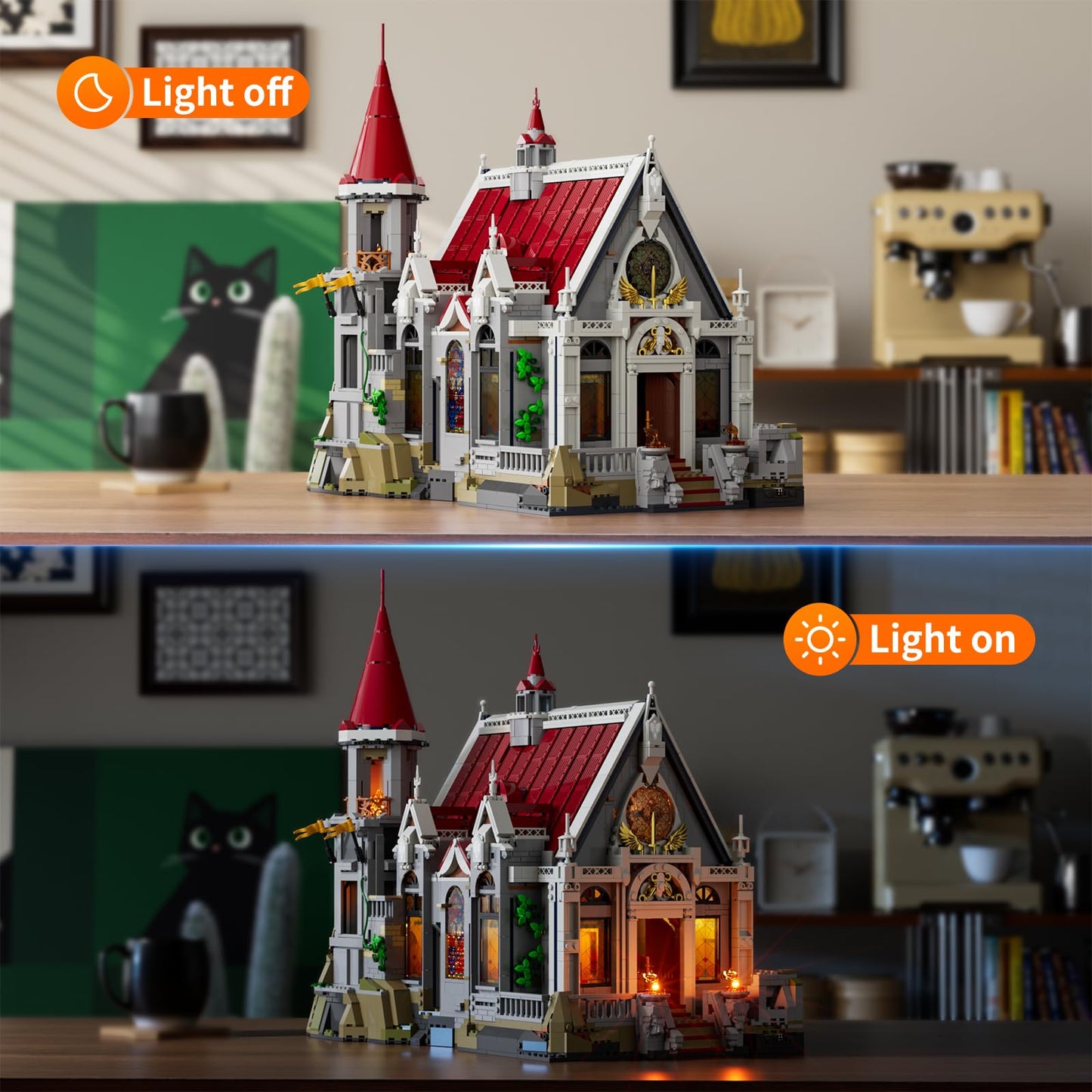 LUMIBRICKS Medieval Castle Banquet Hall Lighting Building Bricks Set - Middle Ages City Town Modular Collection Display Kit with Minifigures 3232 Pcs for Adults & Teens
