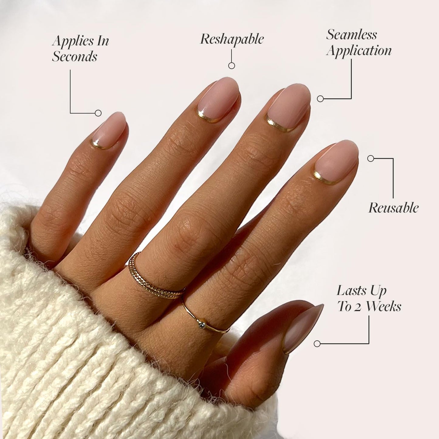 Glamnetic Press-On Nails Bundle - Magnetic Moscow & Goal Digger | Short Oval Fake Nails with a Cat-Eye Finish | Natural Short Round False Nails with Gold Foil | Durable, Salon-Quality Nail Kits