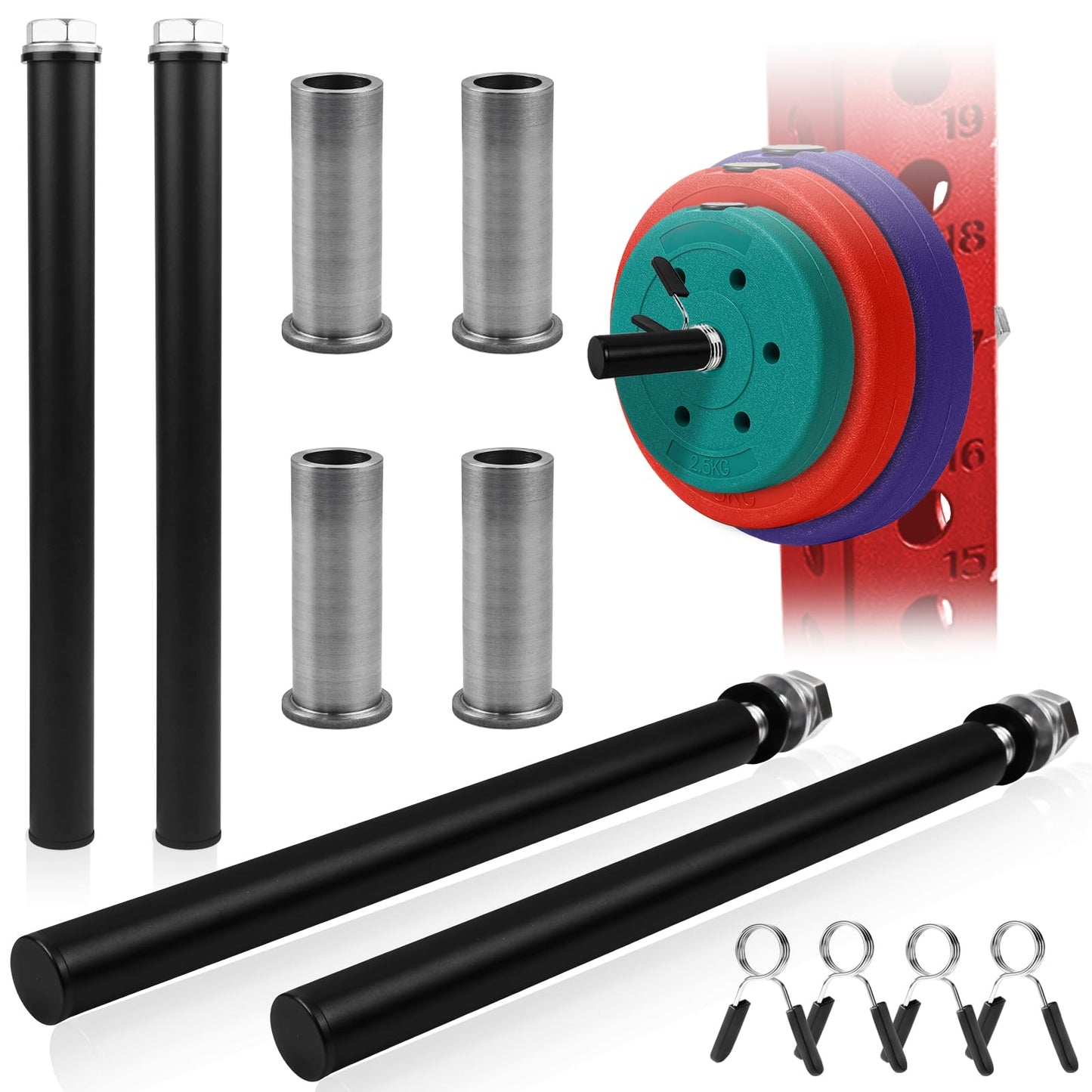 Weight Plate Holder for Power Rack Attachment, Squat Rack Weight Storage for 1 inch Olympic Weight,Compatoble with 2x2, 2x3, 3x3 Power Cage, Fit 1"and 5/8"" Hole (3×3)"