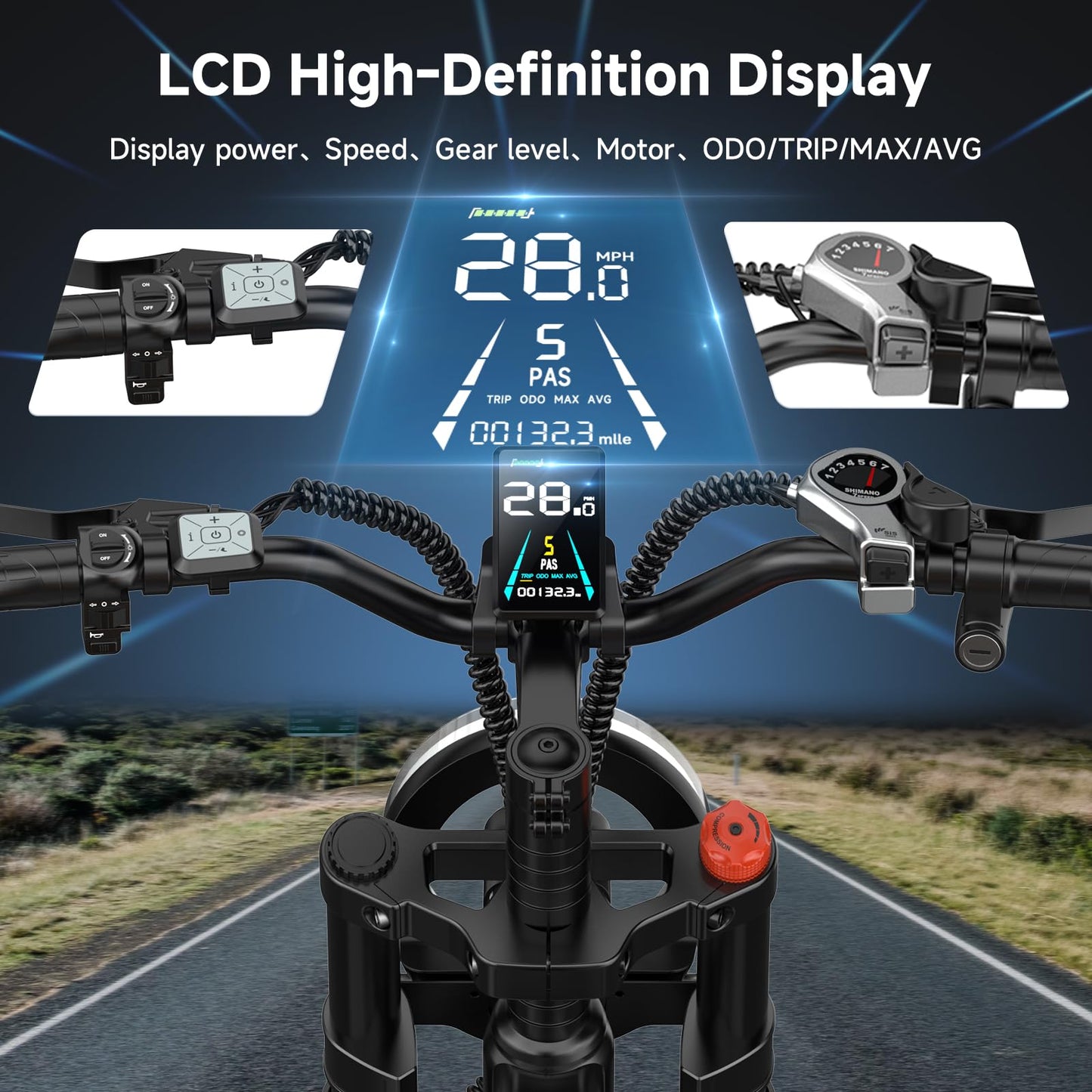 Helokeep Electric Bike for Adults, 48V 15.6AH Battery with Powerful Brushless Motor, 28MPH Top Speed, UL2849 Certified with Fat Tire and Dual Shock Absorbers