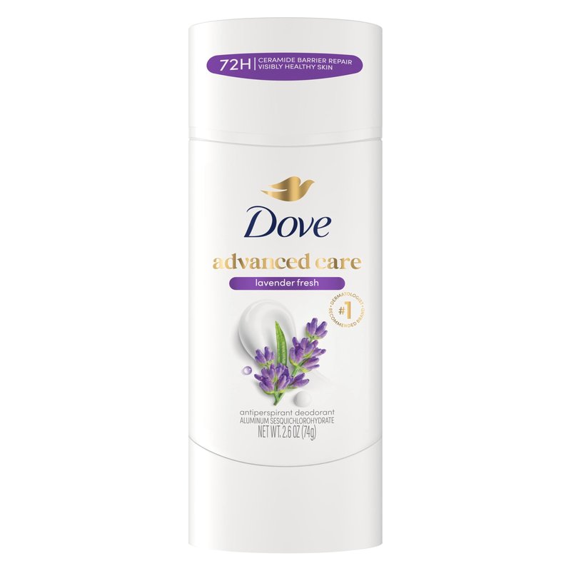 Dove Advanced Care Antiperspirant Deodorant Stick Lavender Fresh for Helping Repair Skin Barrier After Shaving, with 72-Hour Sweat & Odor Protection, 2.6 oz
