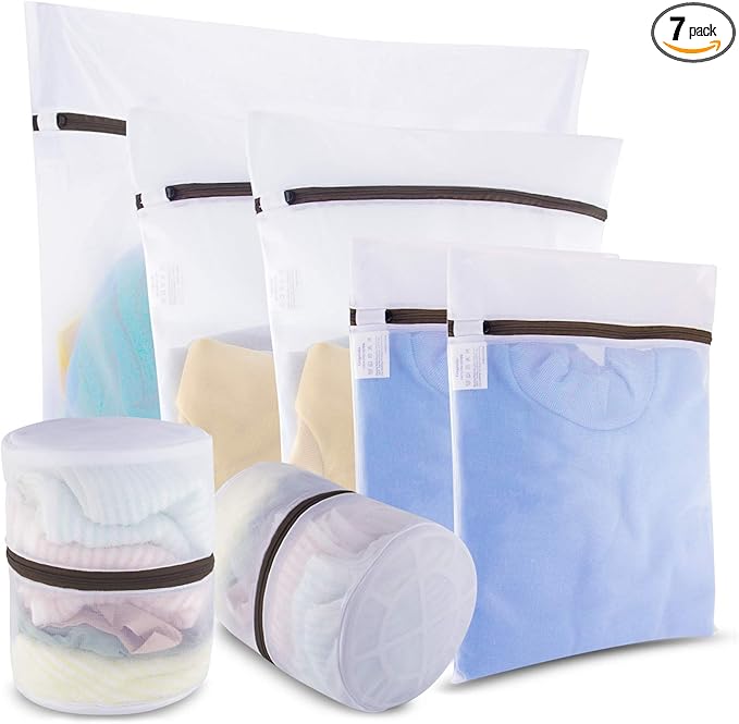 GOGOODA Mesh Laundry Bags for Delicates Durable Protective Wash Bags Travel Storage Bags for Intimates Lingerie, 7PCS ï¼1XXL,2L,2M,2 Bra Bagsï¼