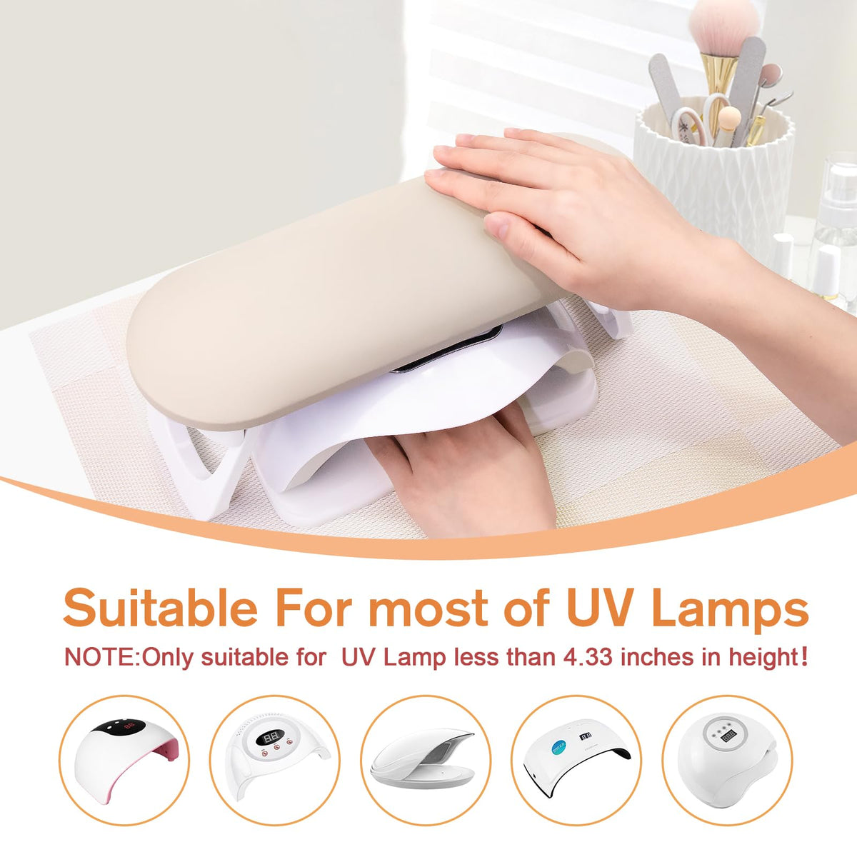 Subay Arm Rest for Nails Tech, Foldable PU Leather Nail Arm Rest for Acrylic Nails Cushion Hand Holder, Hand Rest Pillow Nail Art Accessories Tool for Manicure Pedicure Salon Home Use - Light Brown
