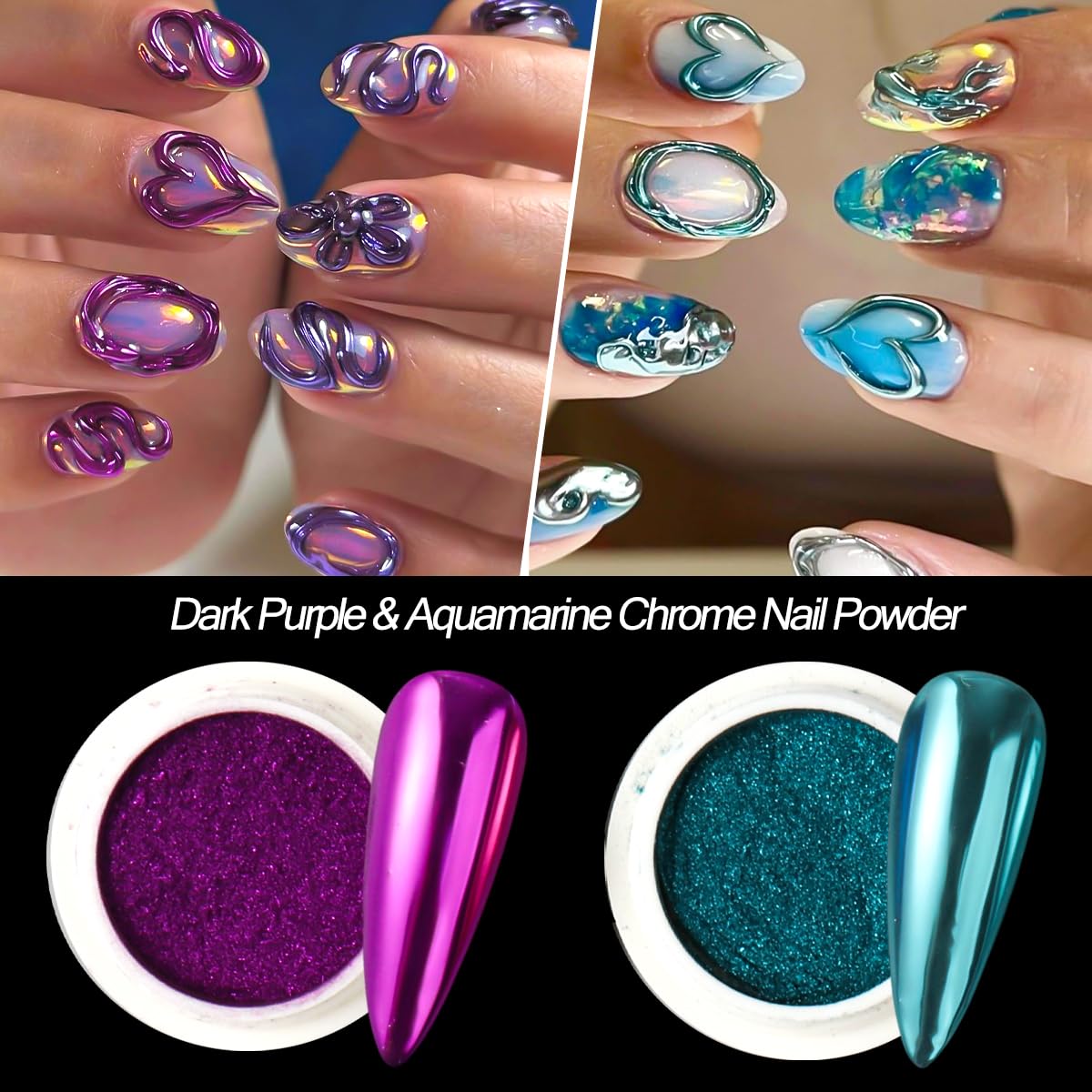 16 Jars Chrome Nail Powder Magic White Pearl Kit Mirror Effect Metallic Nail Art Pigment Fine Glitter Dust for Gel Polish Nail Art Decoration, Home DIY Salon Use