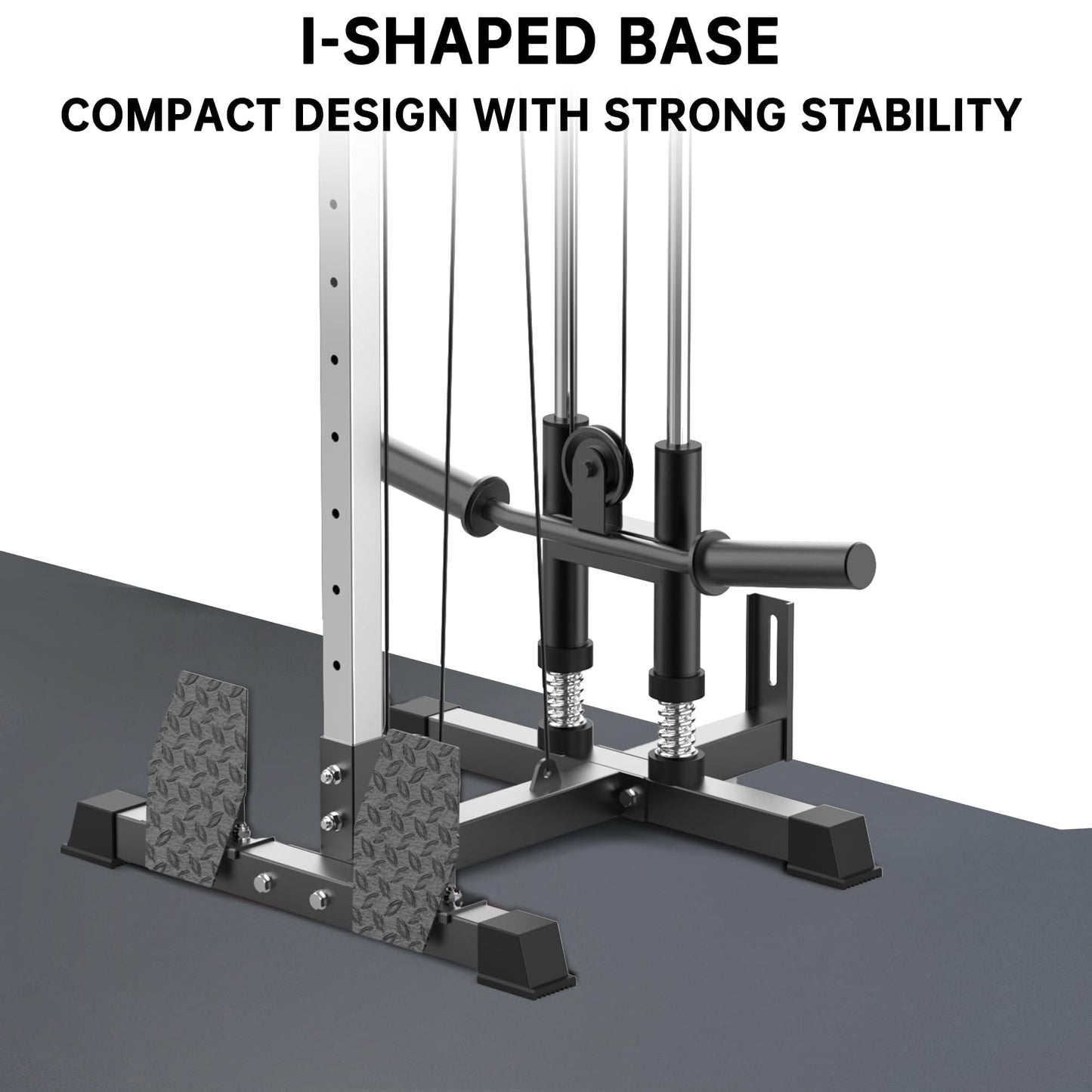 Wall Mount Cable Machine - Dual Pulley Cable Crossover System with 20 Adjustable Positions for LAT Pulldown, Row & Total Body Training | Includes LAT Bar, Tricep Rope, t-Bar & Foot Board for Home Gym