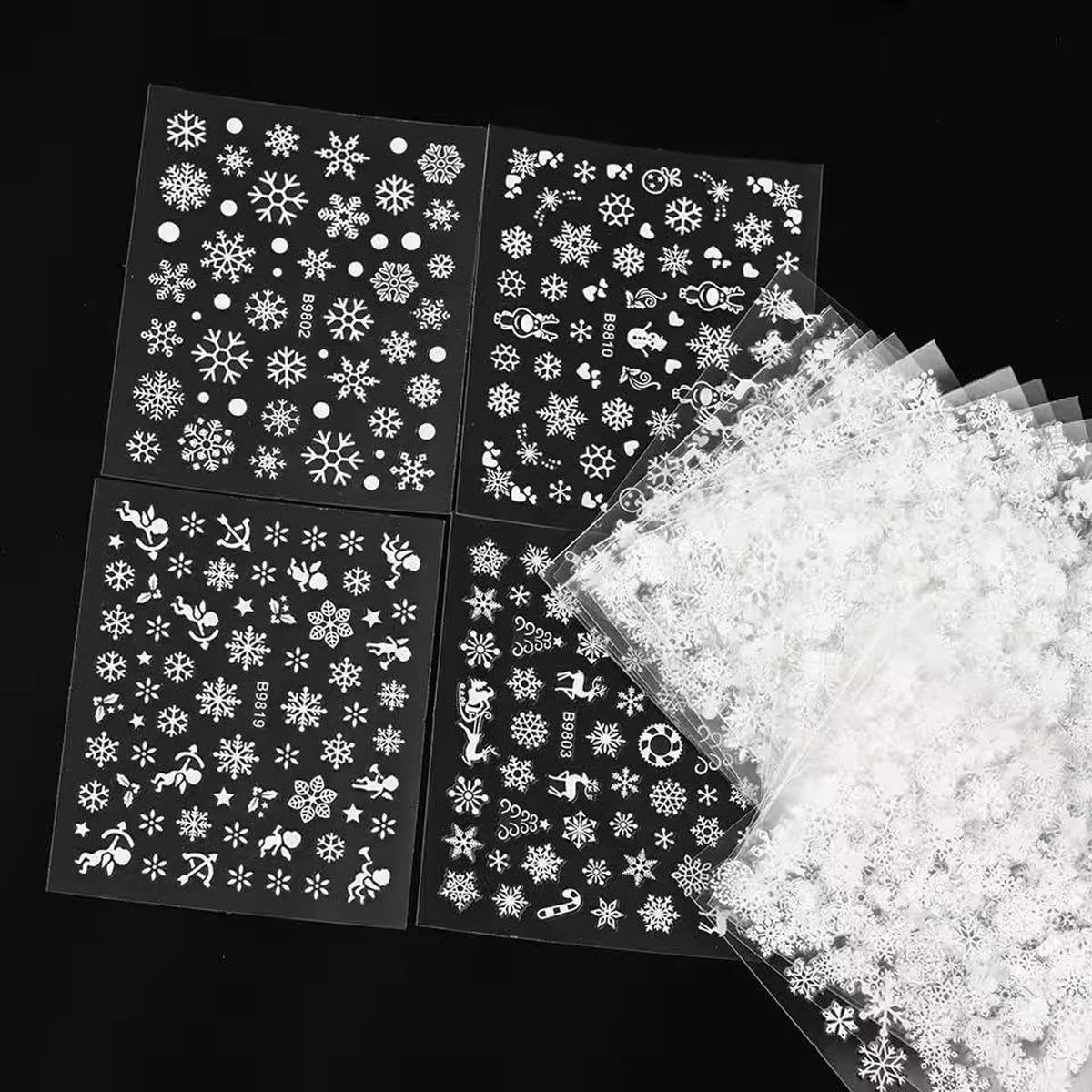 30 Sheets Christmas Nail Stickers Snowflake Nail Art Stickers White Nail Decals Winter Self Adhesive Nail Art Supplies for Women Girls DIY Manicure Nail Art Decorations