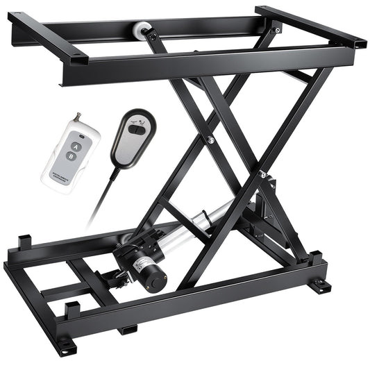 Electric Scissor Lift Table 280LBS Capacity, 7.1-26.4 in Adjustable Height Lifting Platform with Wired/Wireless Remote, for Working Platform, Computer Desk, Material Handling & Transportation