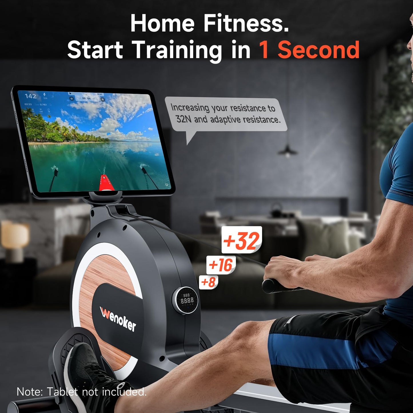 WENOKER Rowing Machine, Magnetic Rowing Machine for Home, Upgraded 32-Levels Quiet Resistance with Smart Electronic Knob, 355 LBS Weight Capacity, Compact Rower Machine Easy Assembly, App Supported
