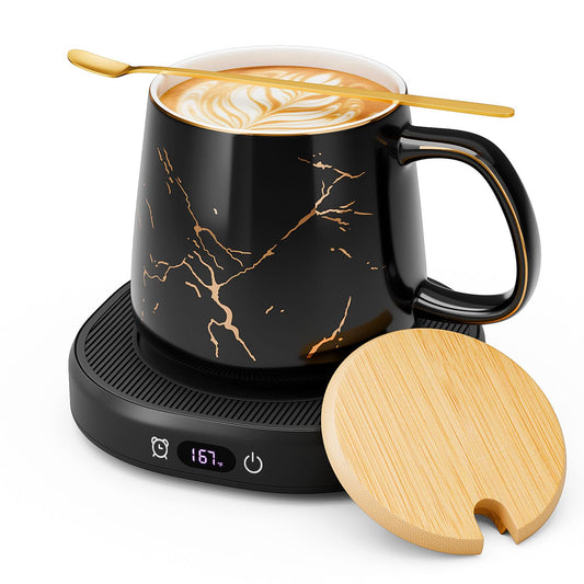Coffee Mug Warmer & You are Awesome Mug Set, Electric Cup Warmer with Auto Shut Off, 4 Temperature Setting Smart Beverage Warmer, 8-Hours Auto Shut Off (Luxury Marbling Mug)