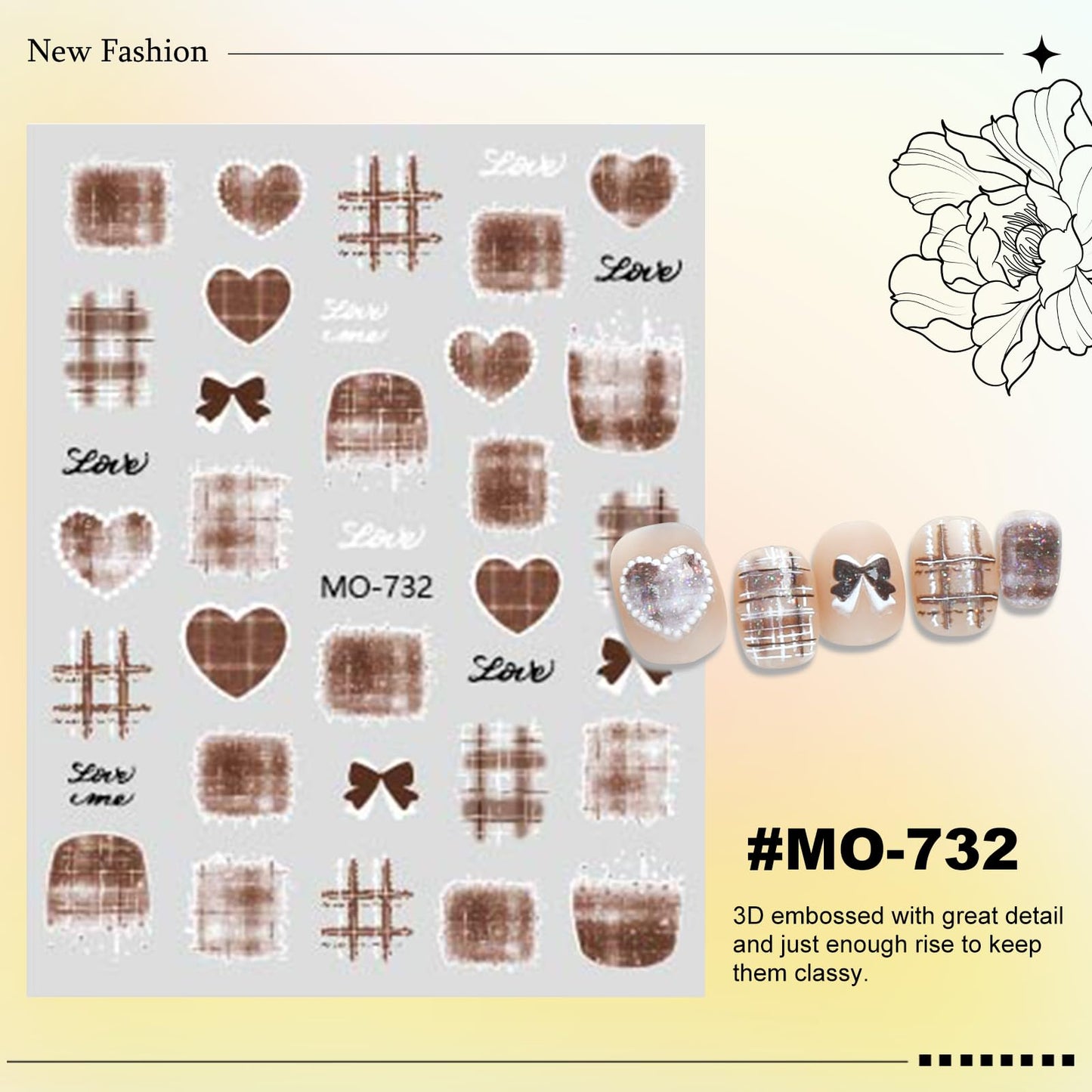 6 Sheets Bow Nail Stickers for Nail Art Red Pink Purple Blue Brown Bow Heart Designs 5D Embossed Self Adhesive Nail Decals for Women DIY Manicure Decoration YX1239