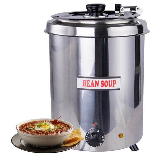EASYROSE 6Qt Commercial Soup Warmer, 300W Soup Kettle Buffet Food Warmer with Hinged Lid & Detachable Pot, Temperature Control (105-195°F) for Soups, Chili, Nacho Cheese - Silver