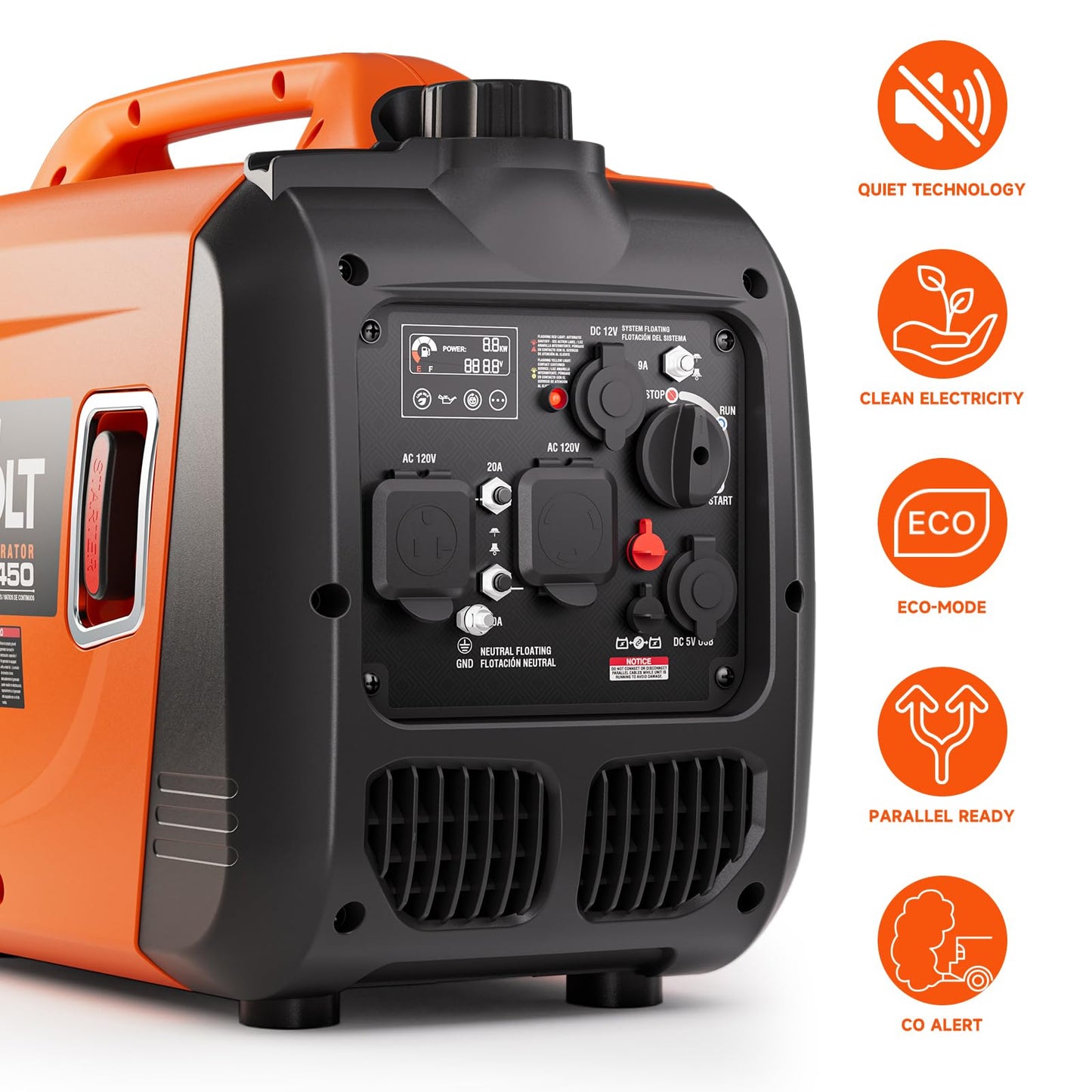 AIVOLT Inverter Generator 4300W Gas Powered Portable Super Quiet Outdoor Generator RV Ready for Camping Tools and Home Use, EPA Compliant
