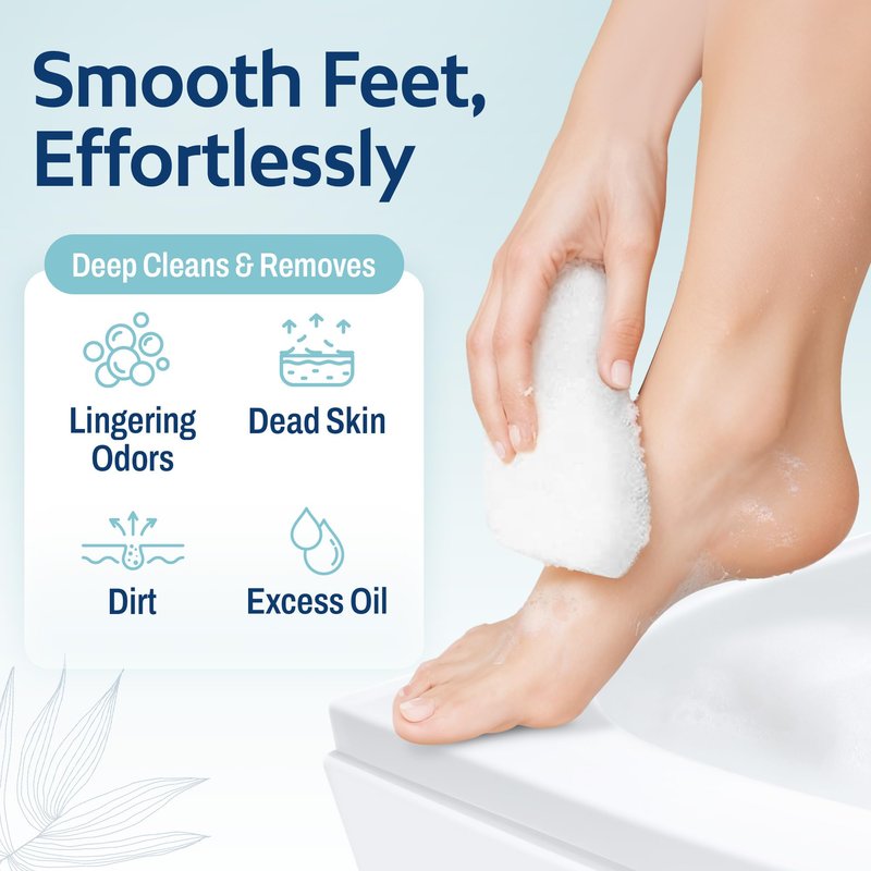 HartFelt Foot Exfoliating Sponge | Chemical-Free Foot Scrubbers for Smooth & Soft Feet | Gentle Sponge Pad for Callus Removal, Dead Skin & Cleansing | Made in USA - 6 Count