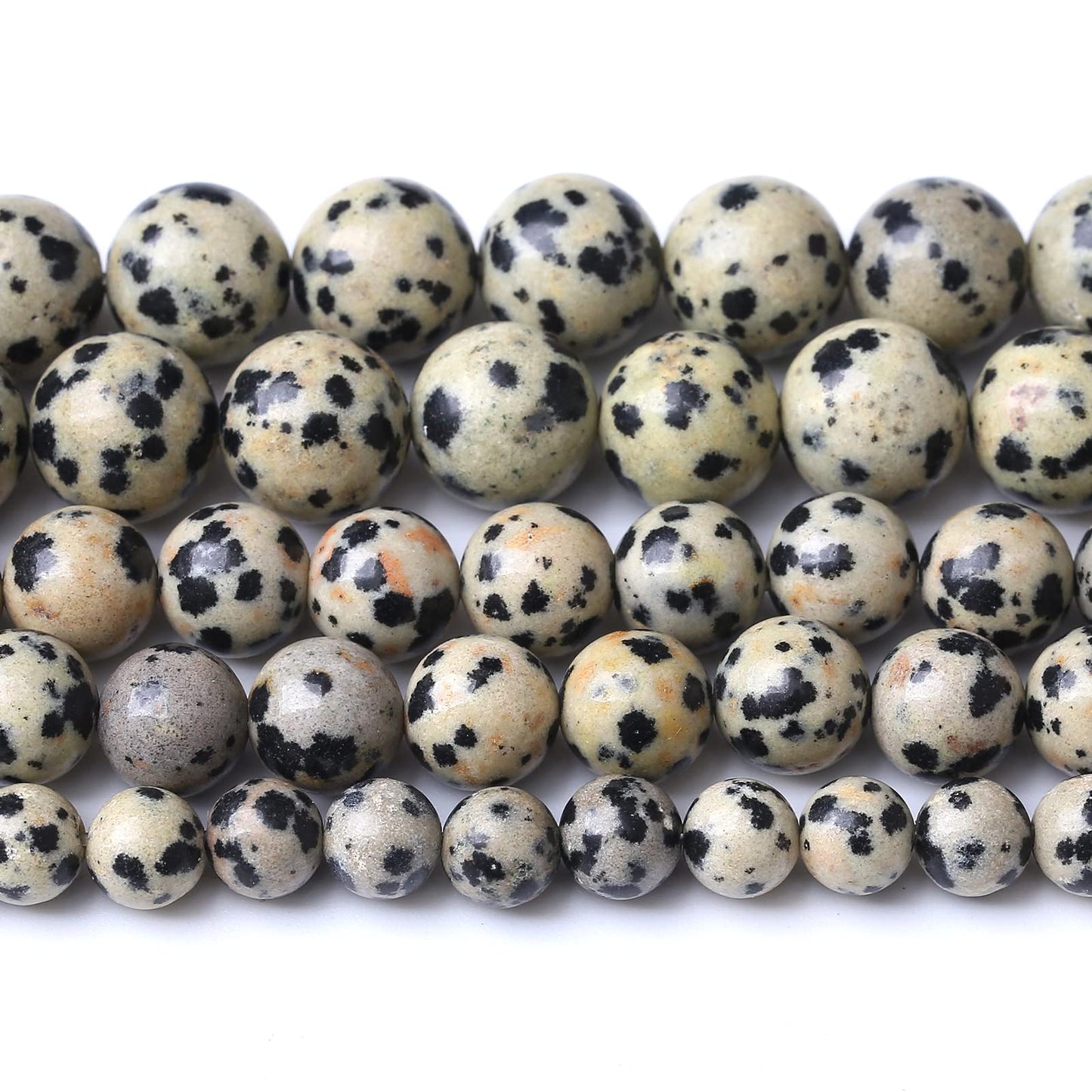 10mm 38pcs Natural Stone Beads Dalmatian Jasper Round Loose Spacer Beads for Jewelry Making DIY Bracelet Necklace Accessories (10mm, Dalmation Jaspers)