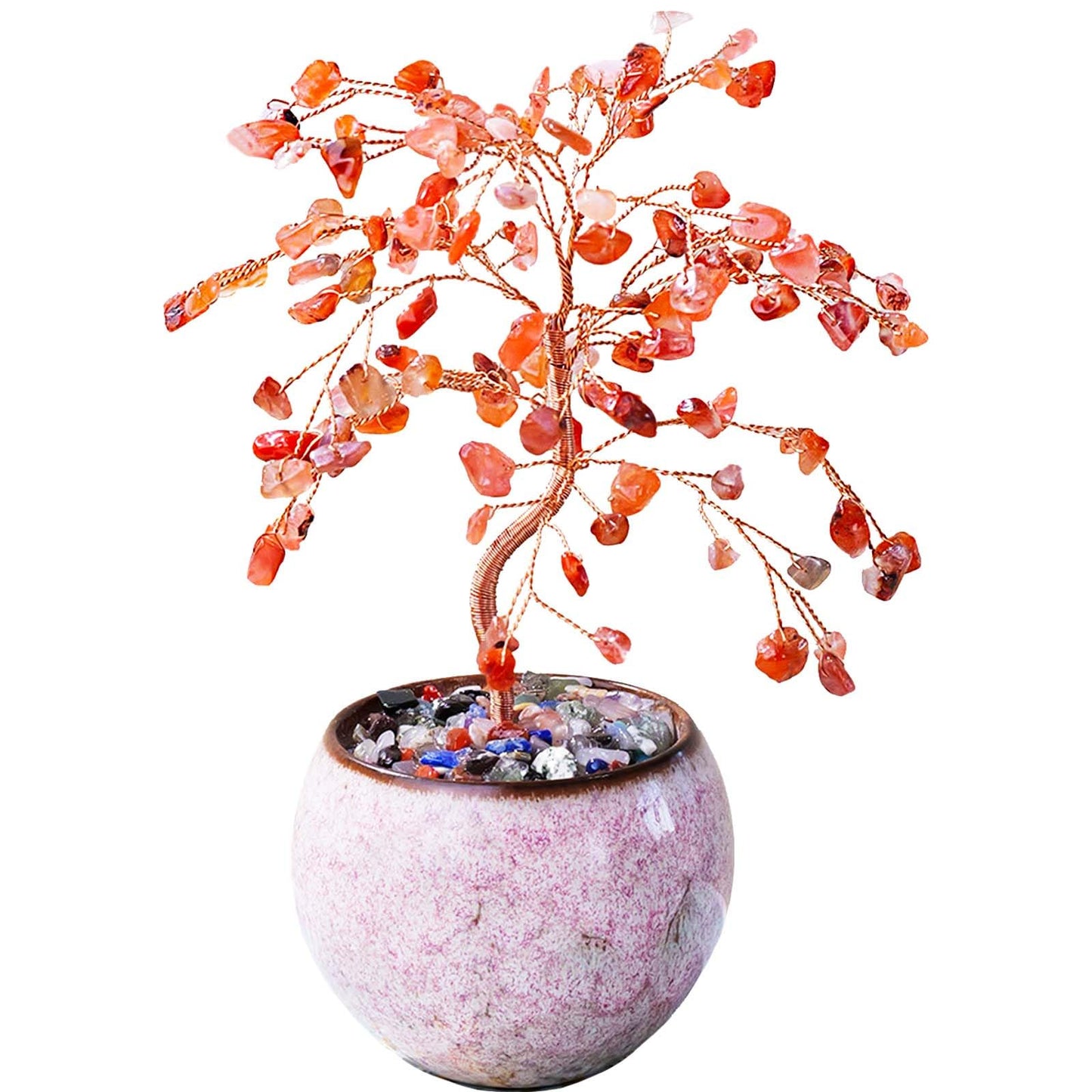 Runyangshi Red Agate Crystal Tree of Life - 8" Large Natural Chakra Healing Crystal Tree, Bringing Money, Good Luck, Positive Energy for Home Decor, Feng Shui Gifts, Office Desk Ornament