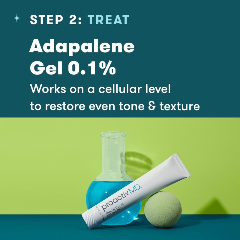 ProactivMD Adapalene Gel Acne Kit - with Adapalene Gel Acne Treatment, Green Tea Face Cleanser, and Moisturizer with Hyaluronic Acid- 90 Day Kit