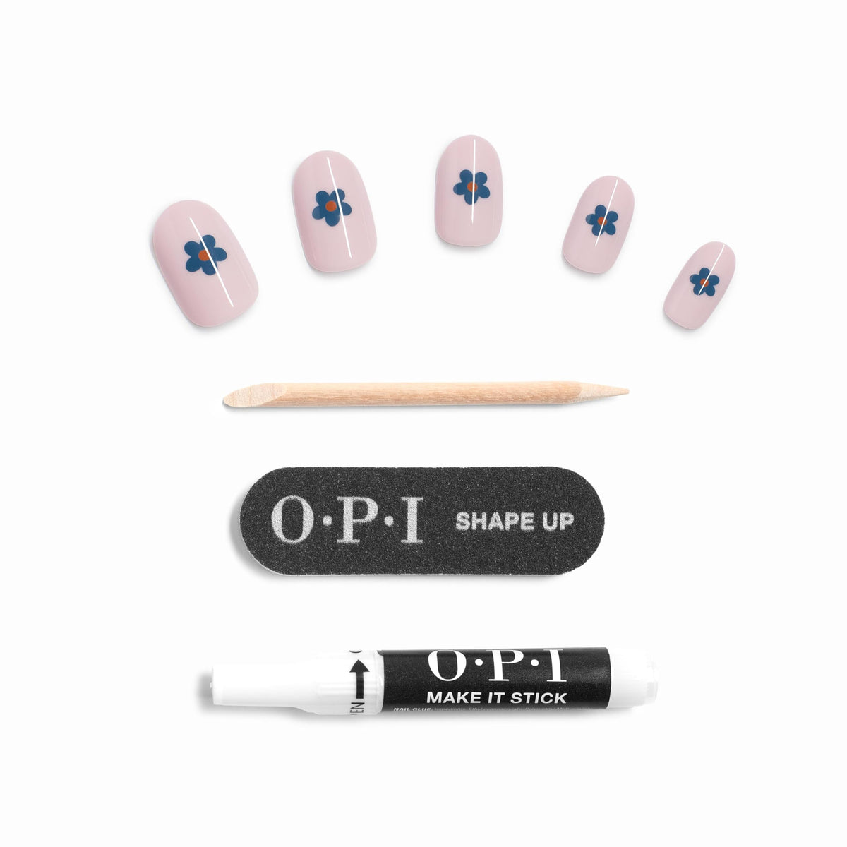OPI On Point Blossom Sauce | Short Round Light Lavender with Blue Flower Nail Art Press On Nails | 24 Count with Glue | Long Lasting, Reusable, Non-damaging | Fall 2025 Shades