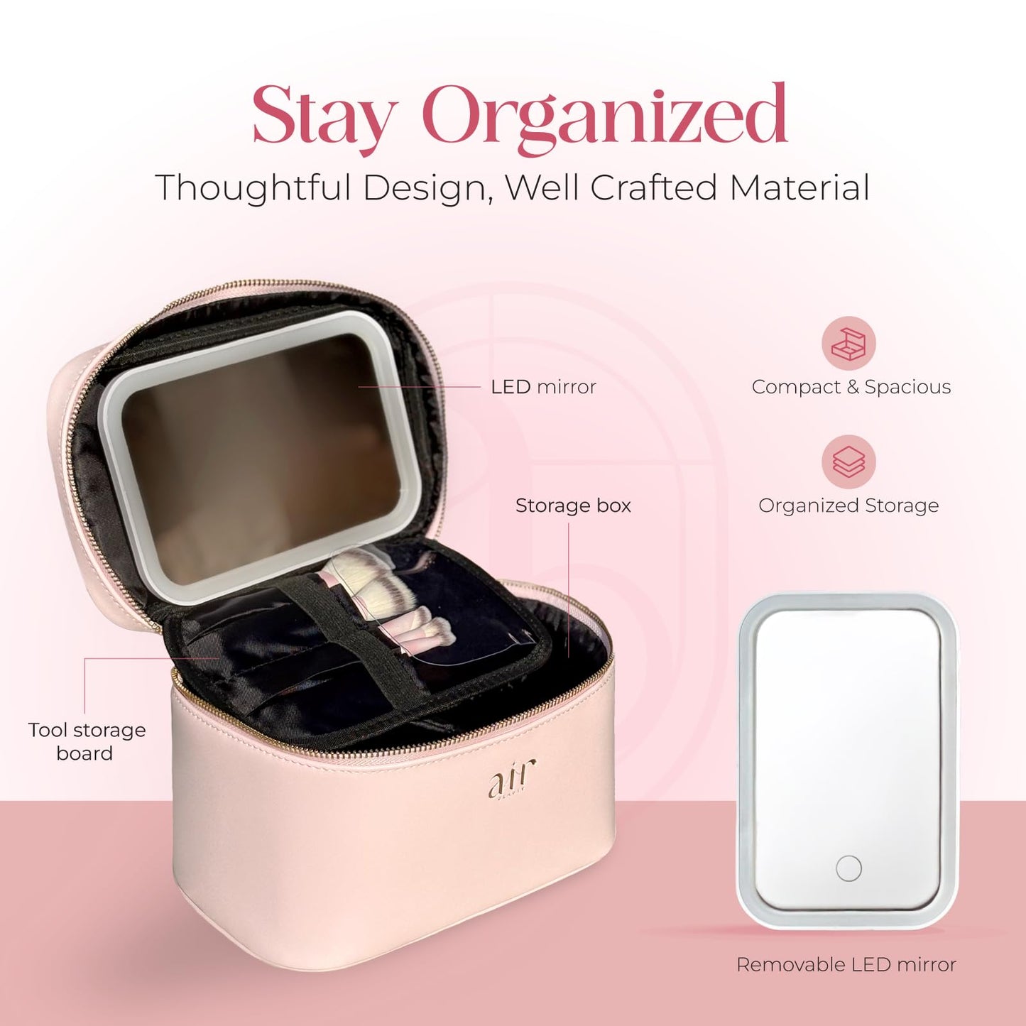 Air Glow Makeup Bag, Cosmetic makeup Travel bag, cosmetic bags for women Case with Zipper Closure