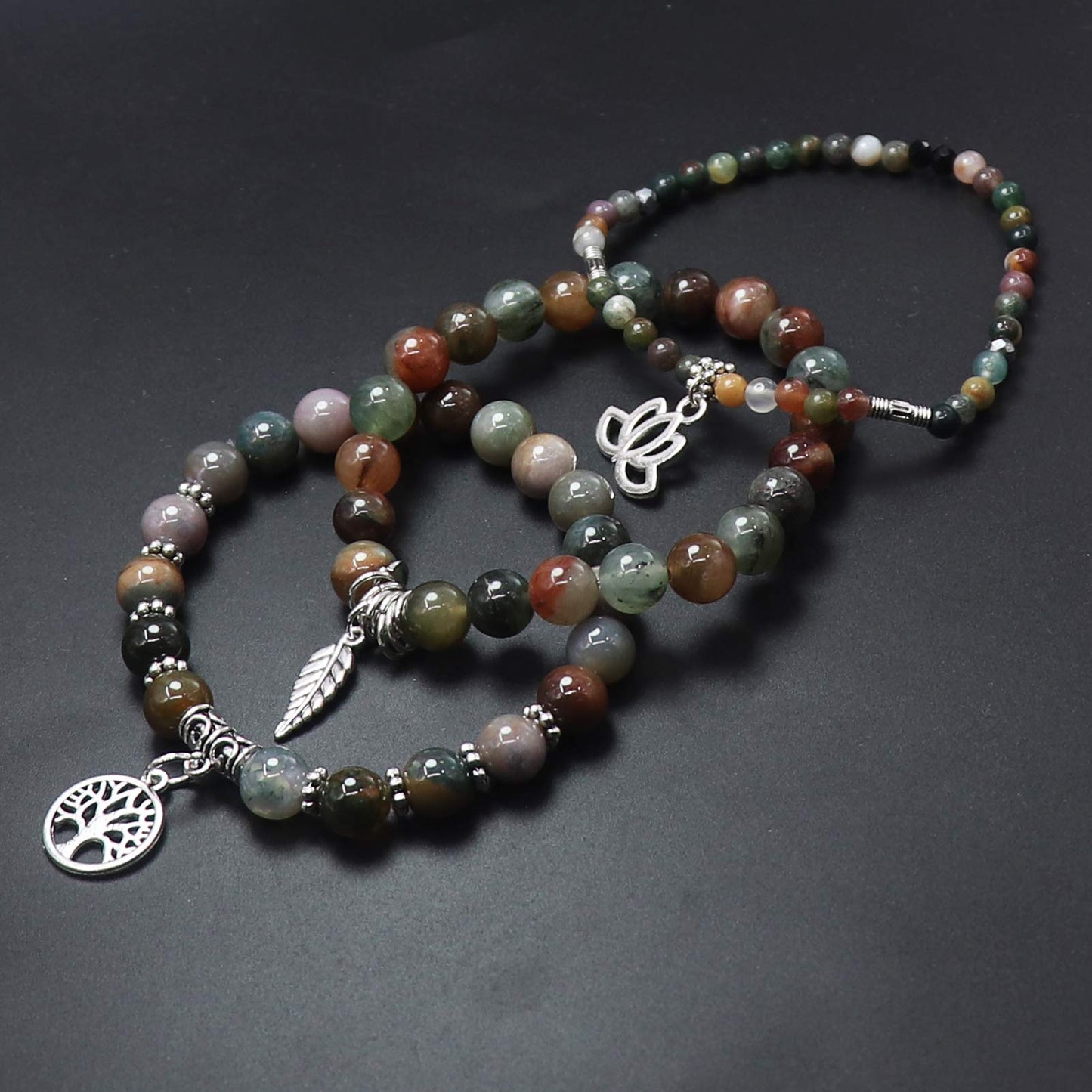 UEUC Tree of Life Yoga Healing Stone Bracelets,Multilayer Lotus Chakra Stone Reiki Bracelet Sets,Anxiety Crystal Natural Stone,for Women Stress Relief